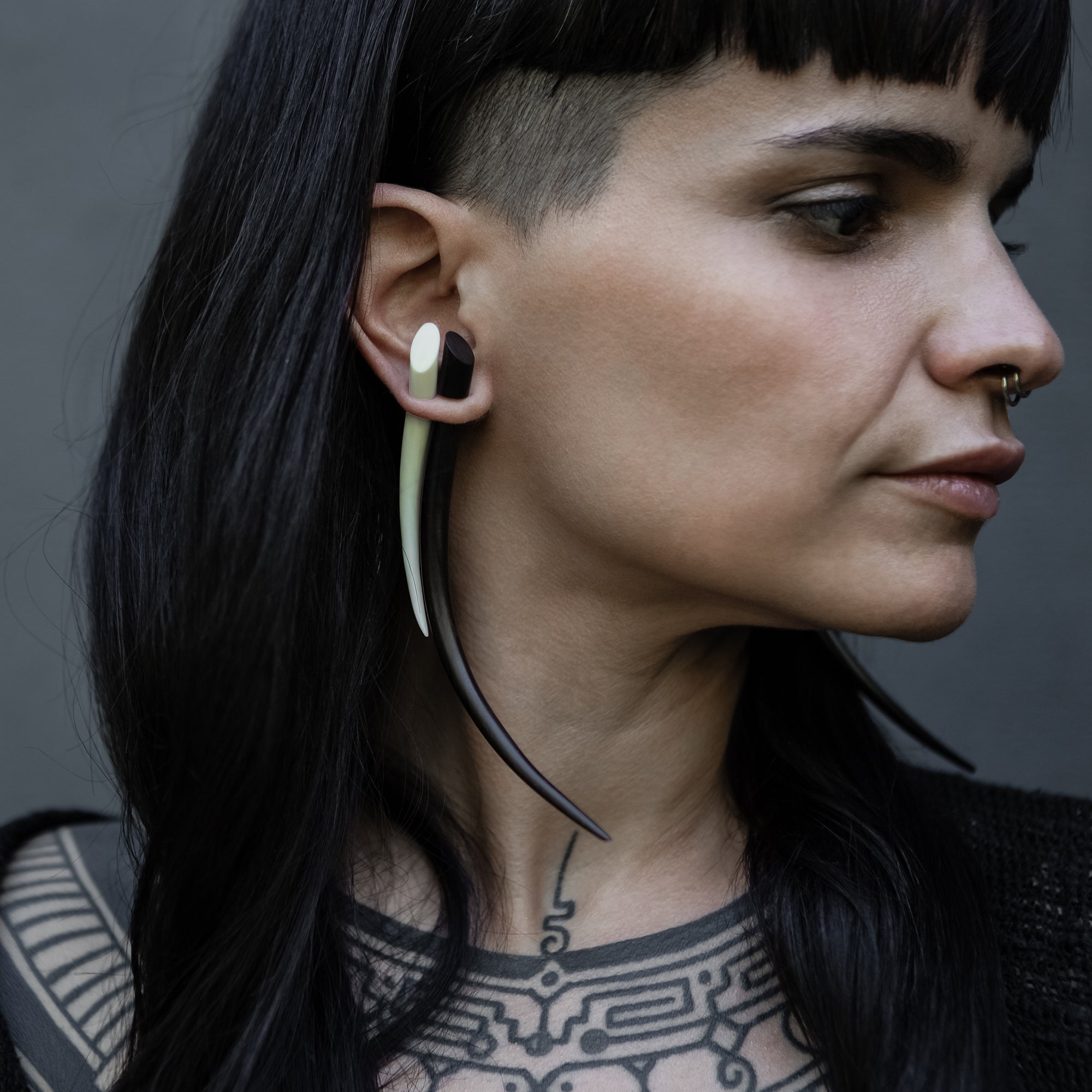 Camden White Fake Gauge Earrings