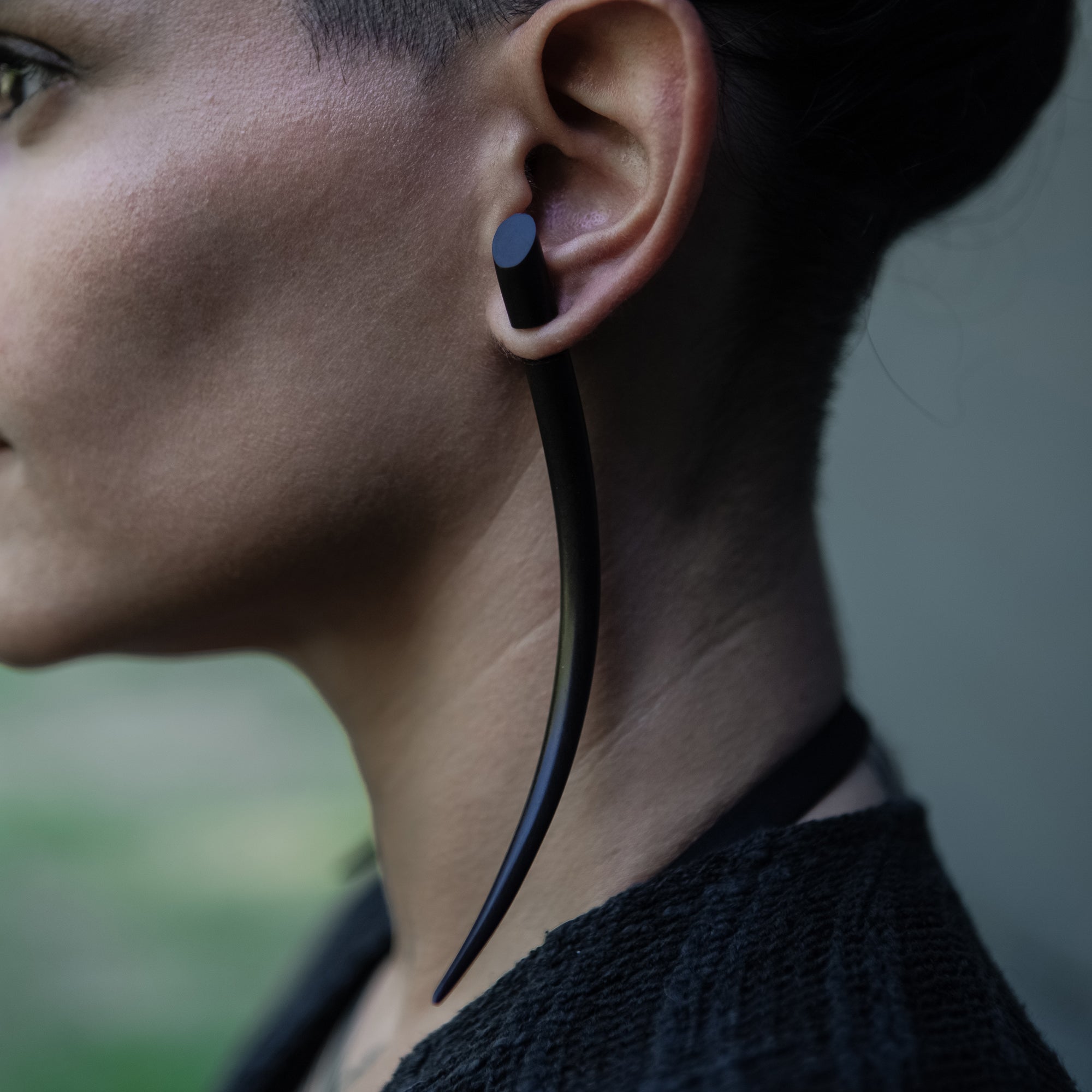model wearing Camden Extra Long Spike Wood Stretchers