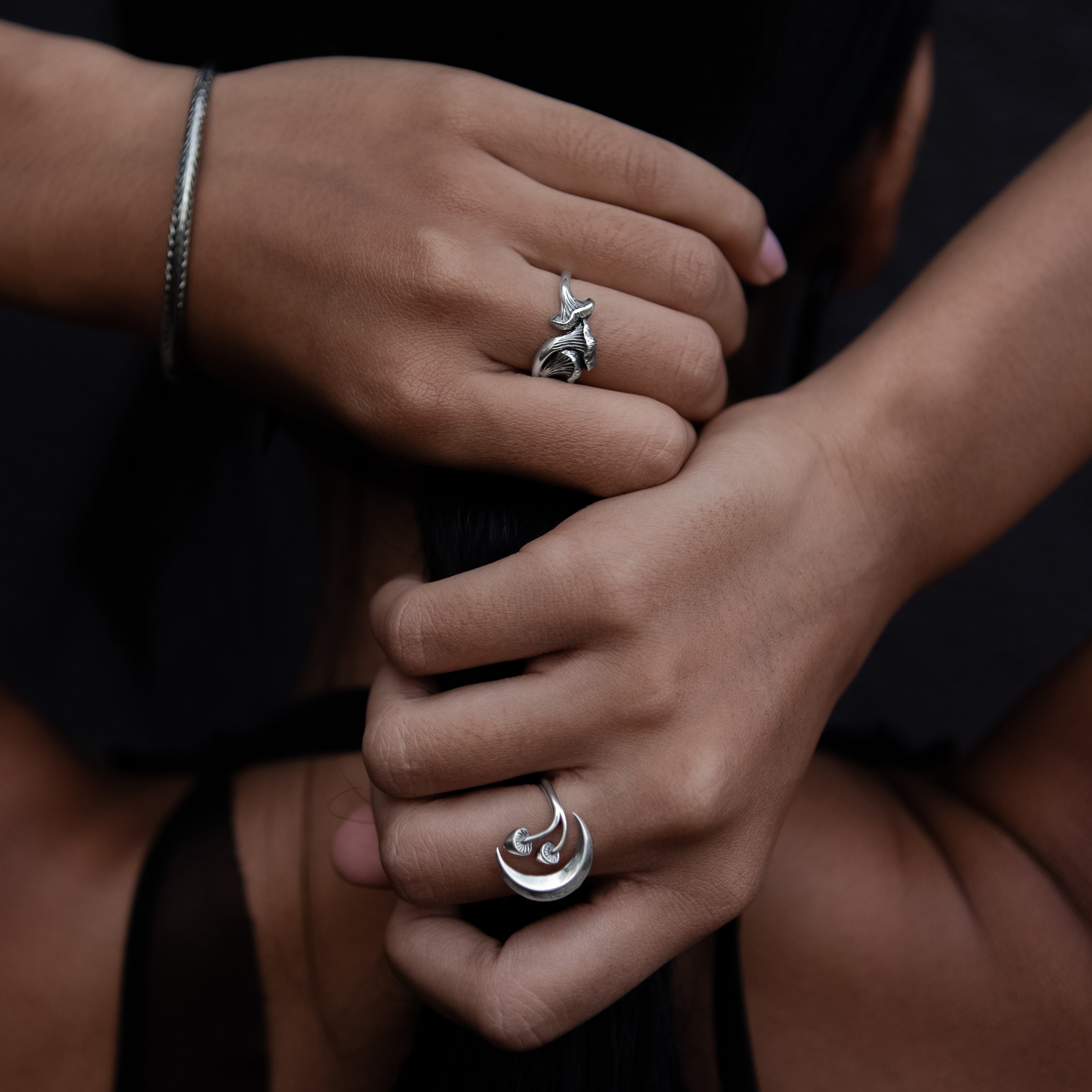 Chanterelle Mushroom Silver Ring