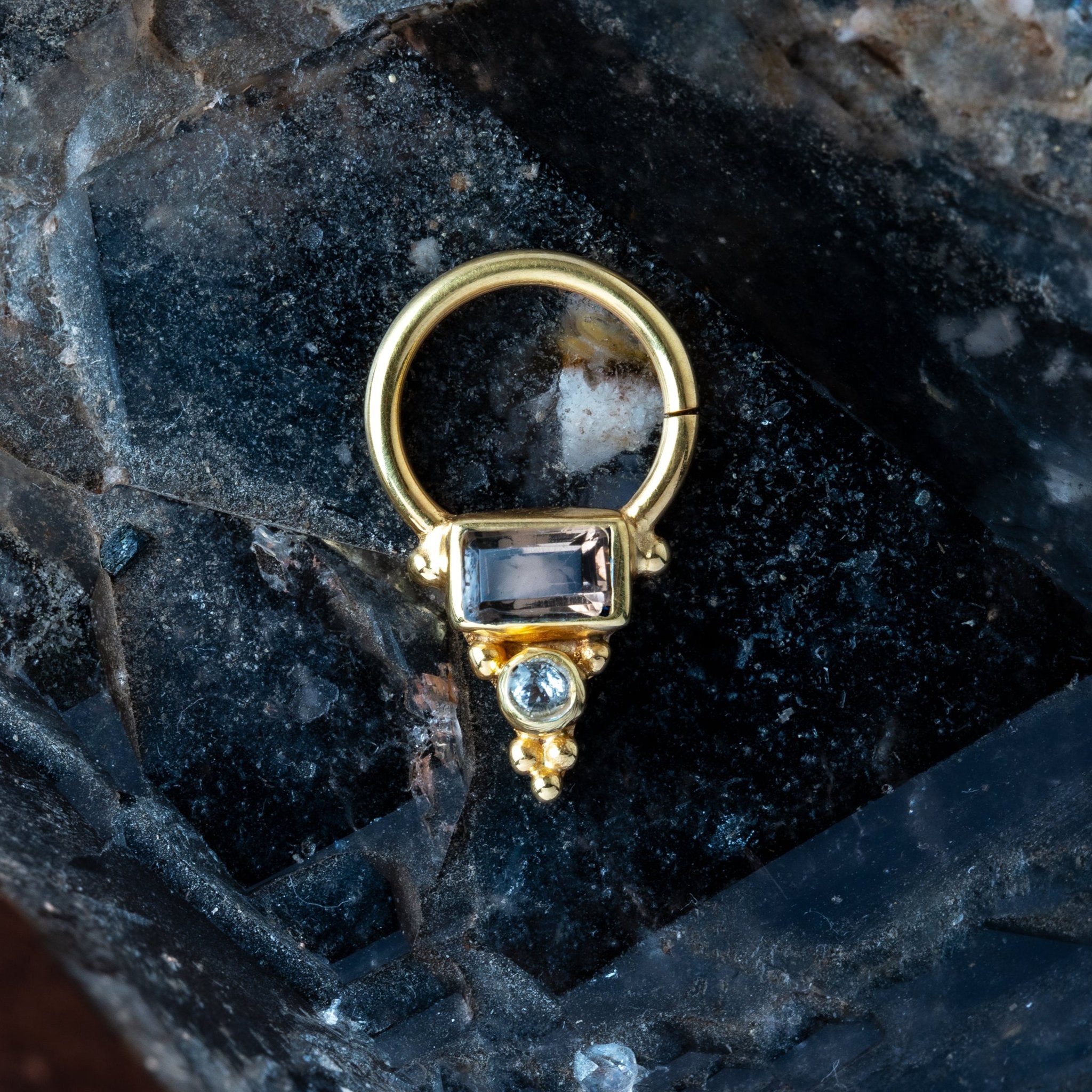 Jaya Gold Septum - Smokey Quartz & Topaz