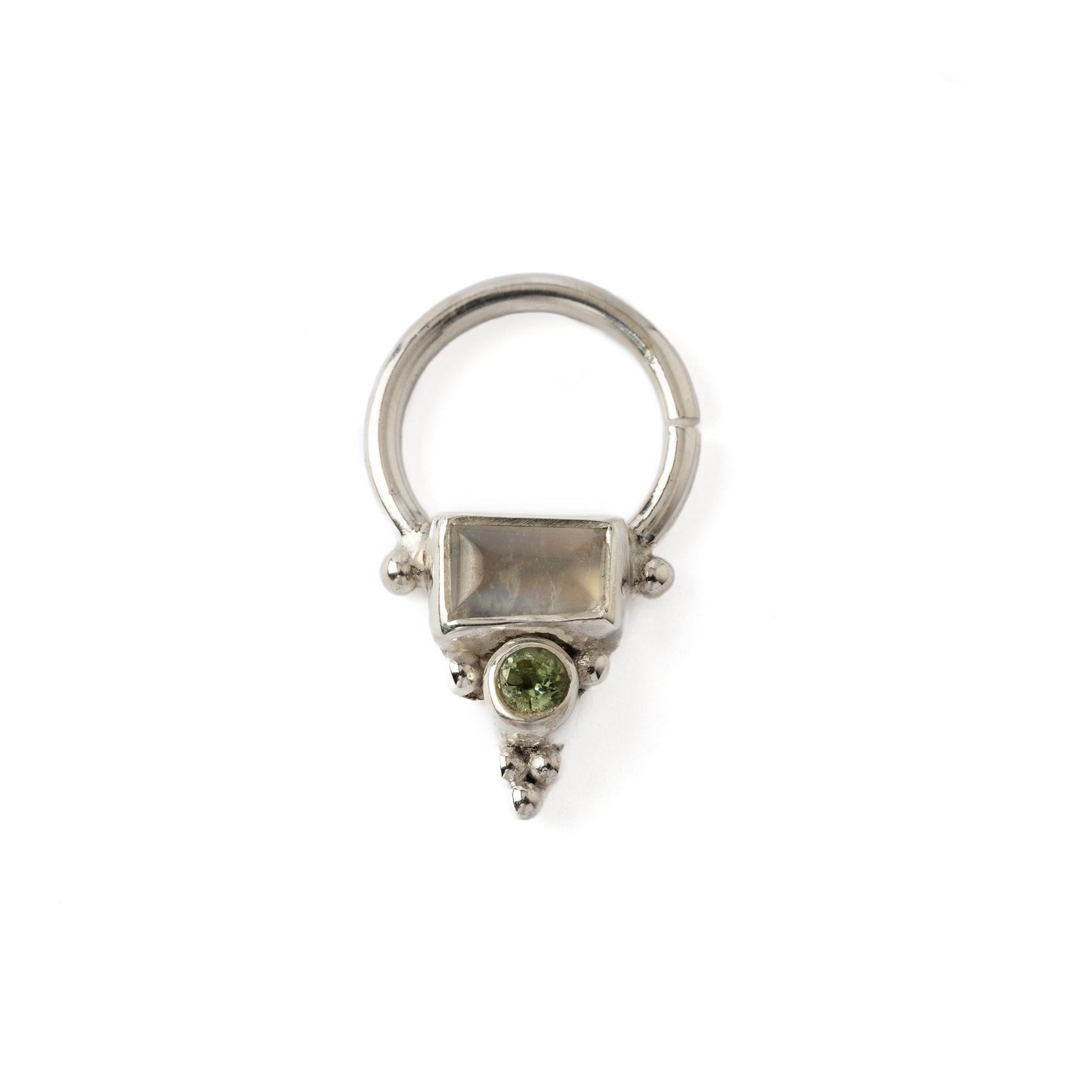 Jaya Silver Septum - Labradorite and Peridot frontal view