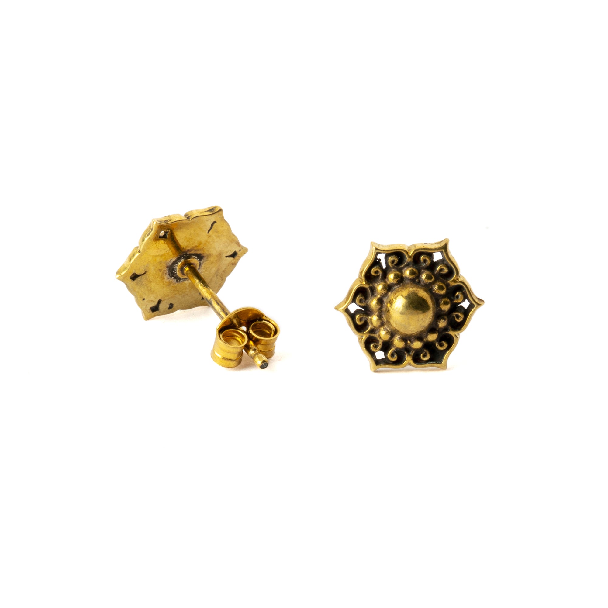 Jiva Flower Studs front and back view