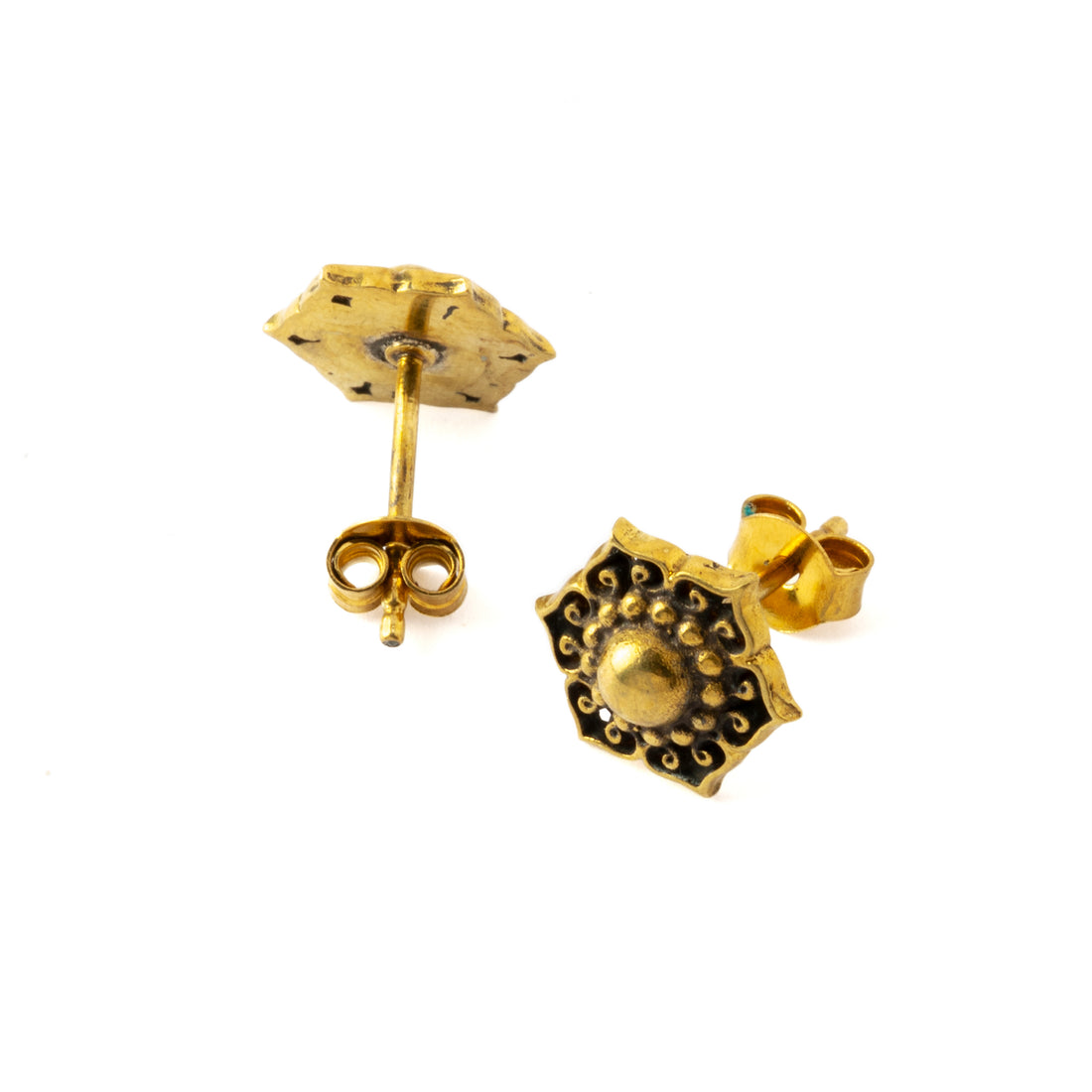 Jiva Flower Studs front and back view