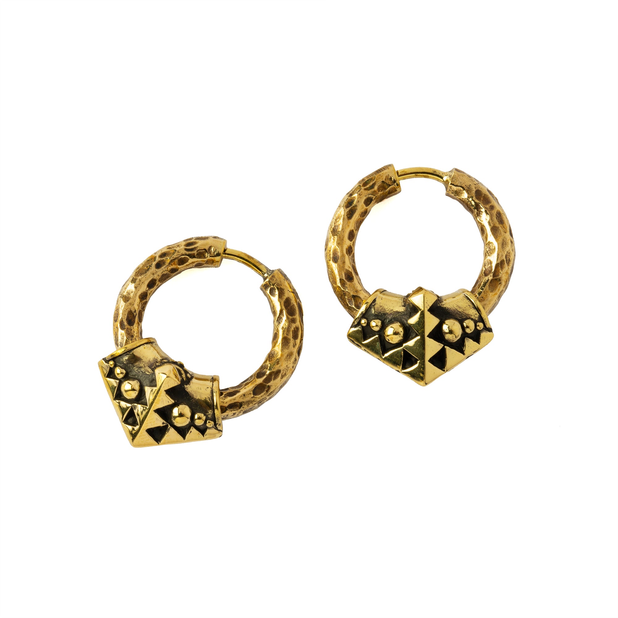 golden brass Karnataka Hoop Earrings frontal view
