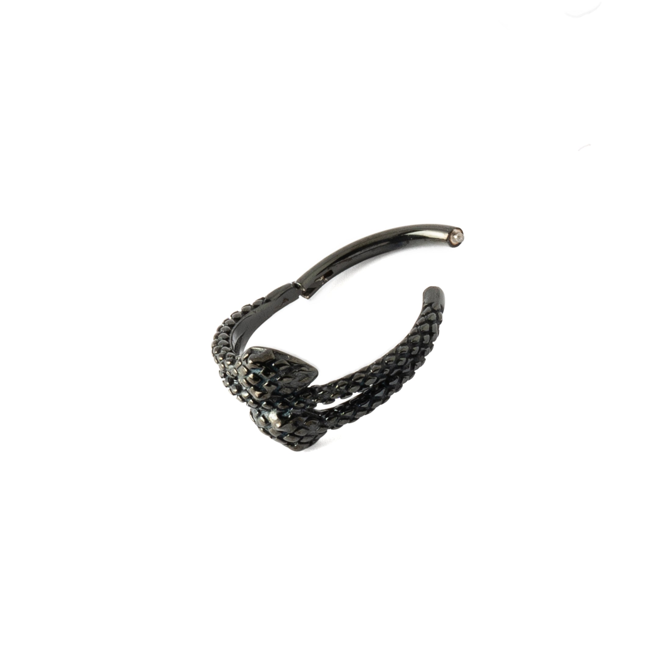 Amphis Snake Black Clicker Ring hinged segment closure view