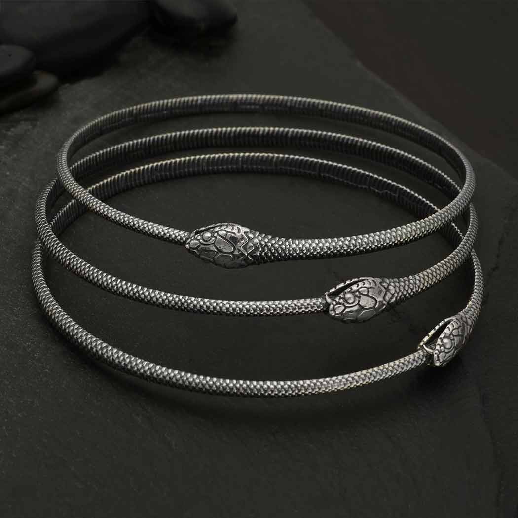 Ouroboros Silver Bangle