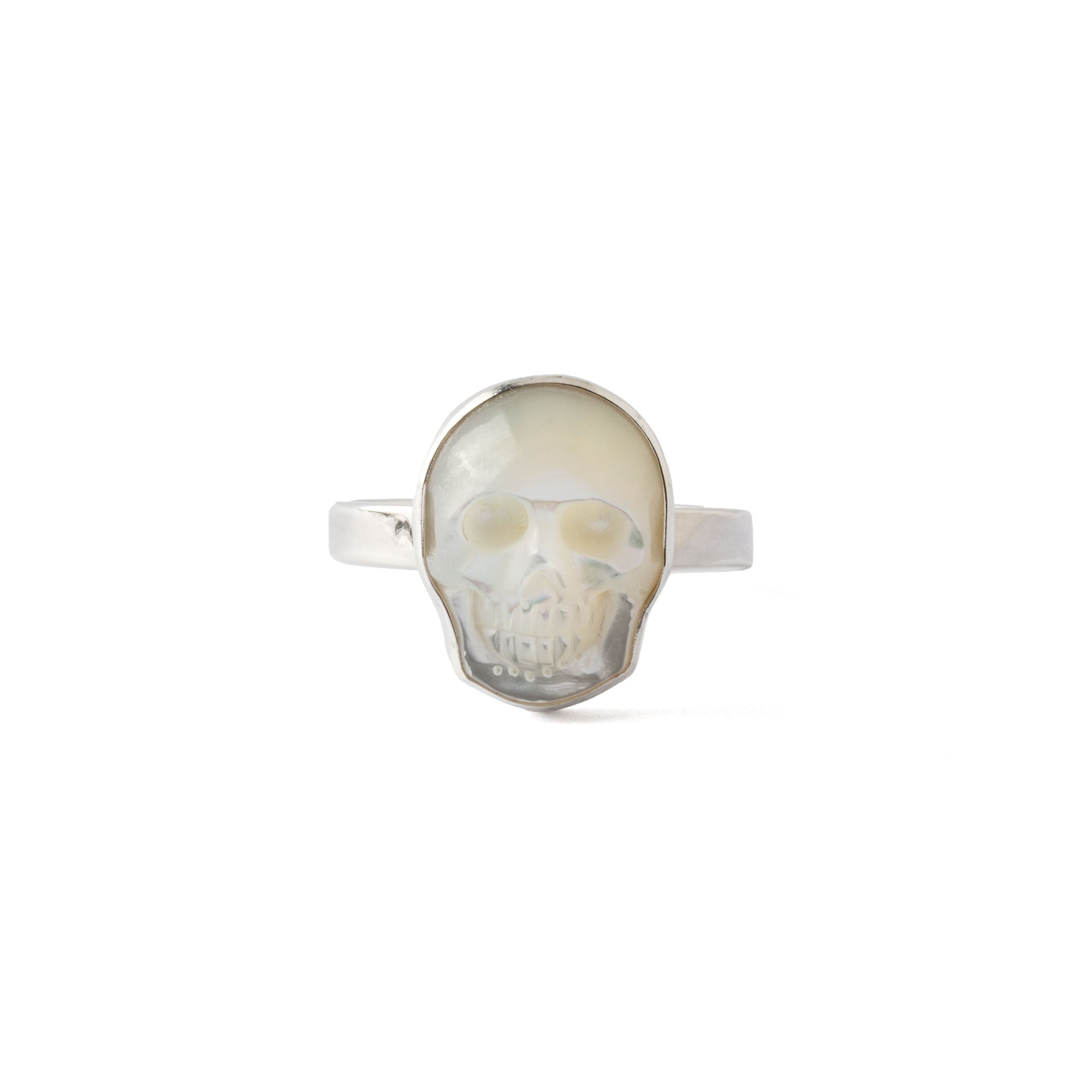 Mother Of Pearl Skull Ring frontal view