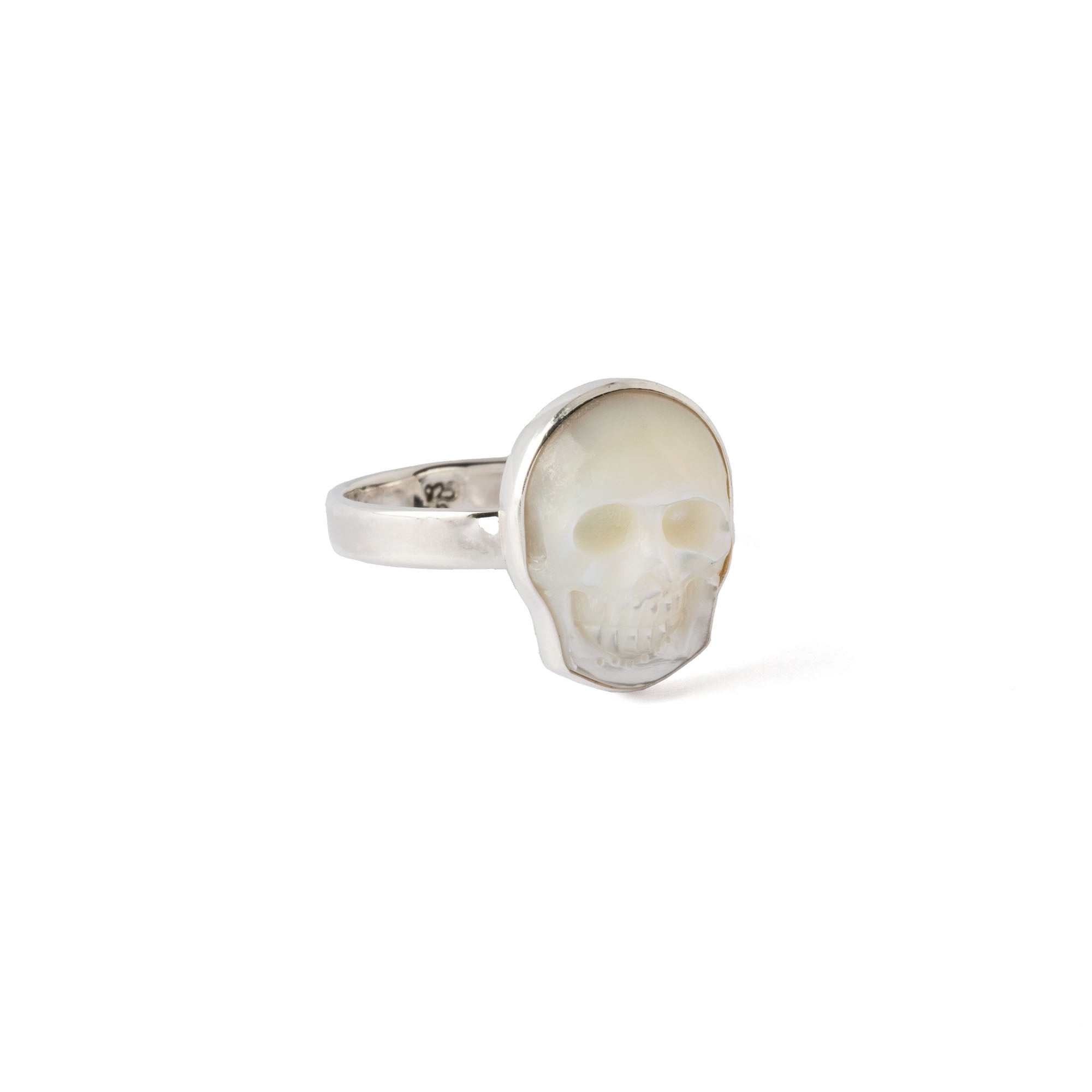 Mother Of Pearl Skull Ring right side view