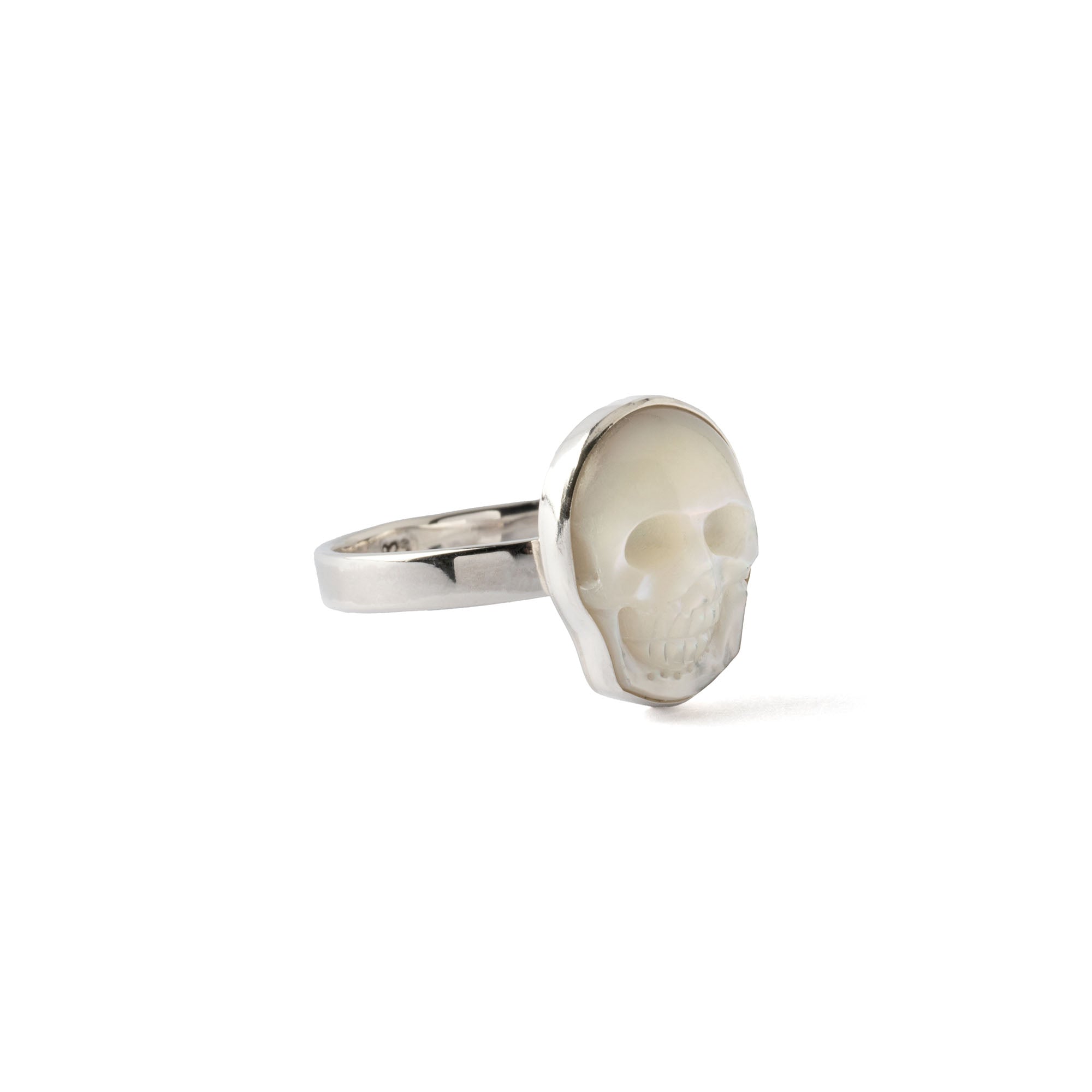 Mother Of Pearl Skull Ring right side view