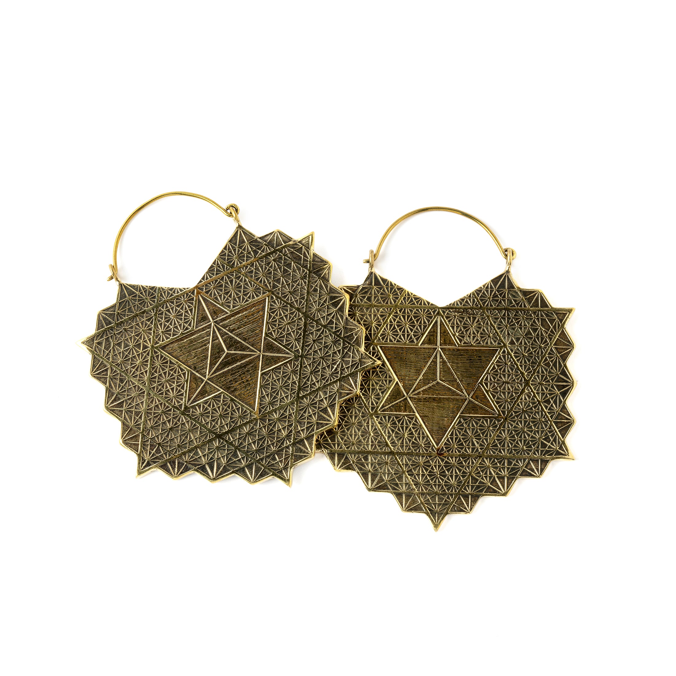 Mega Merkaba Earrings frontal view