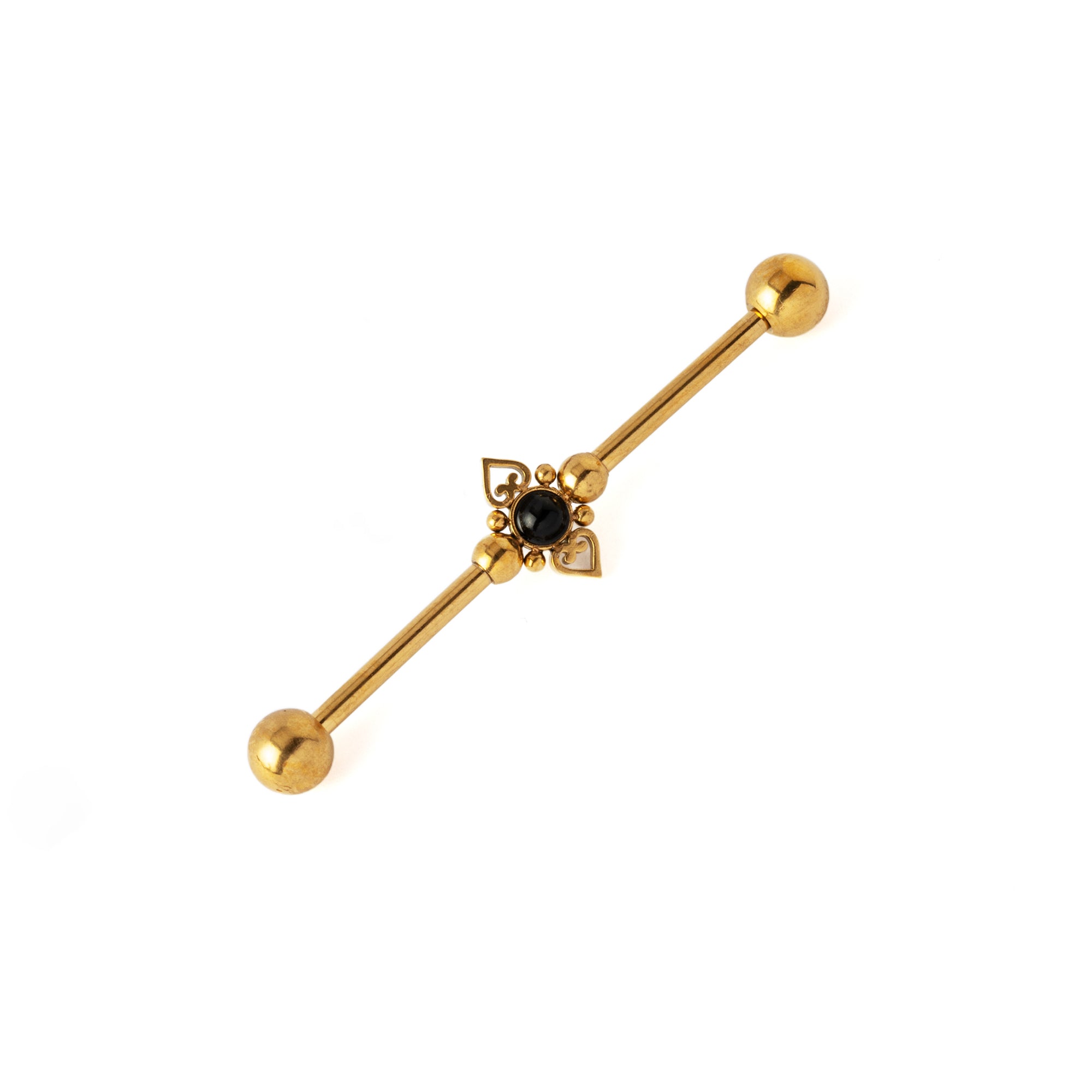Neptune Golden Industrial Barbell with Onyx right side view