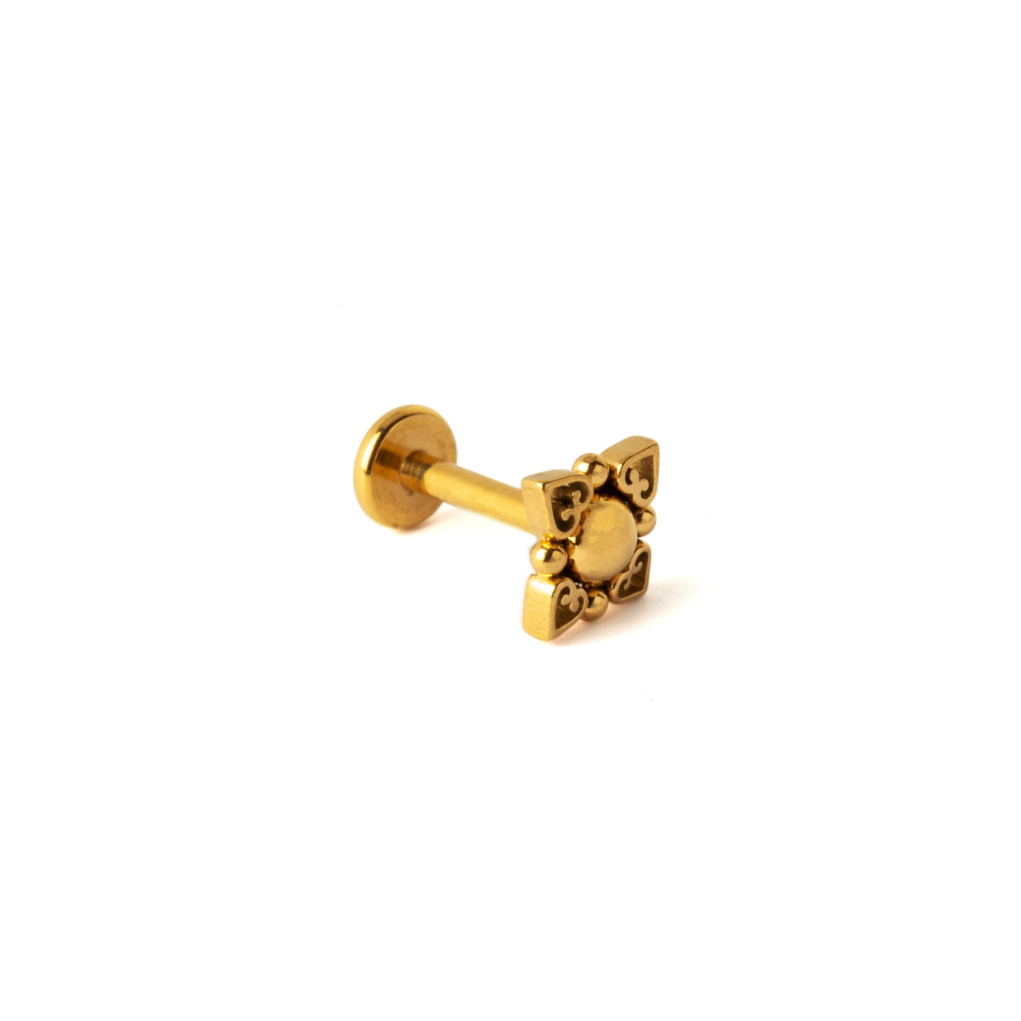 Neptune Gold surgical steel internally threaded Labret stud right side view