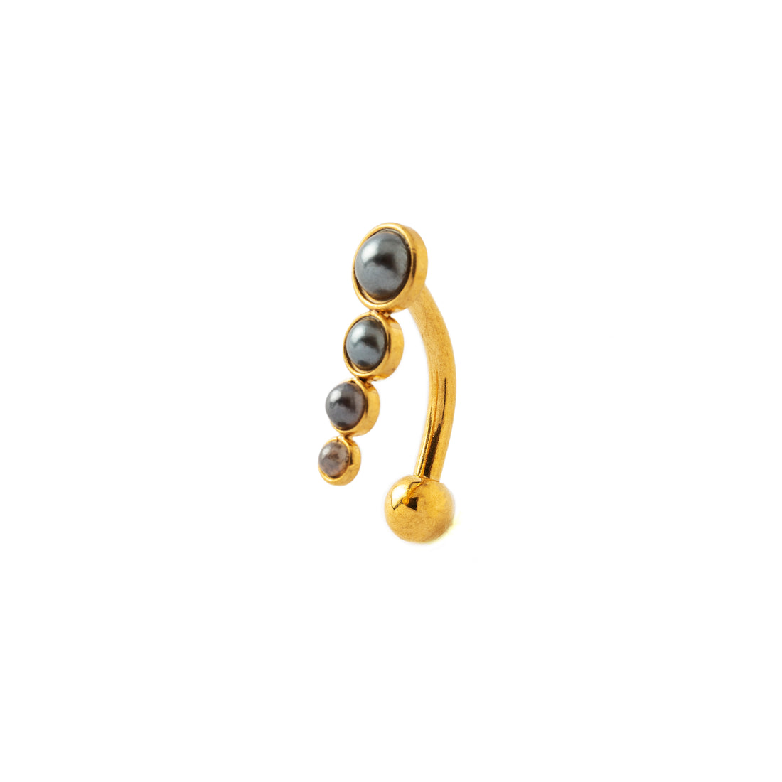 Newton Golden Navel Piercing with Pearls right side view