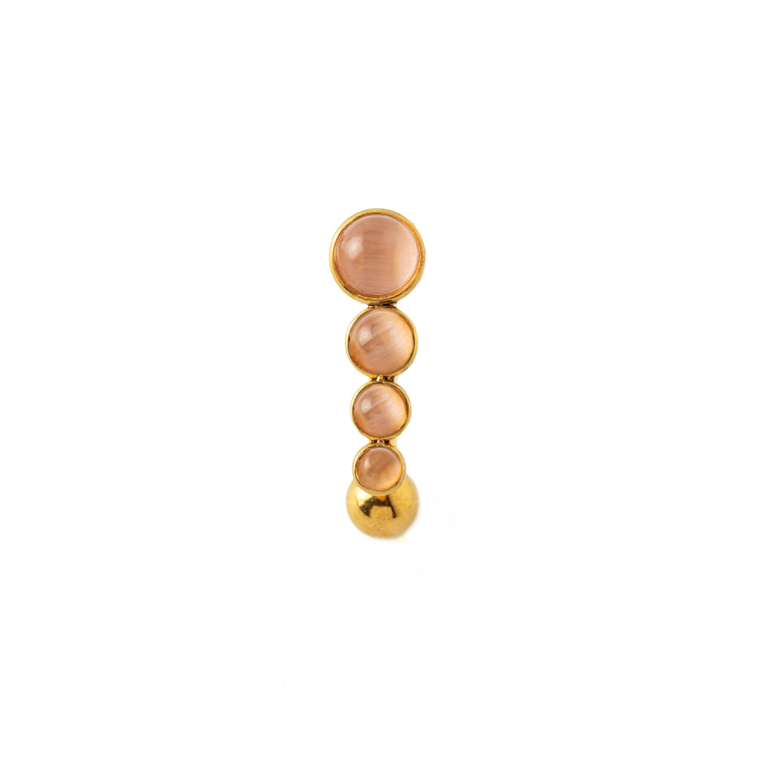 Newton Golden Navel Piercing with Rose Cat Eye frontal view