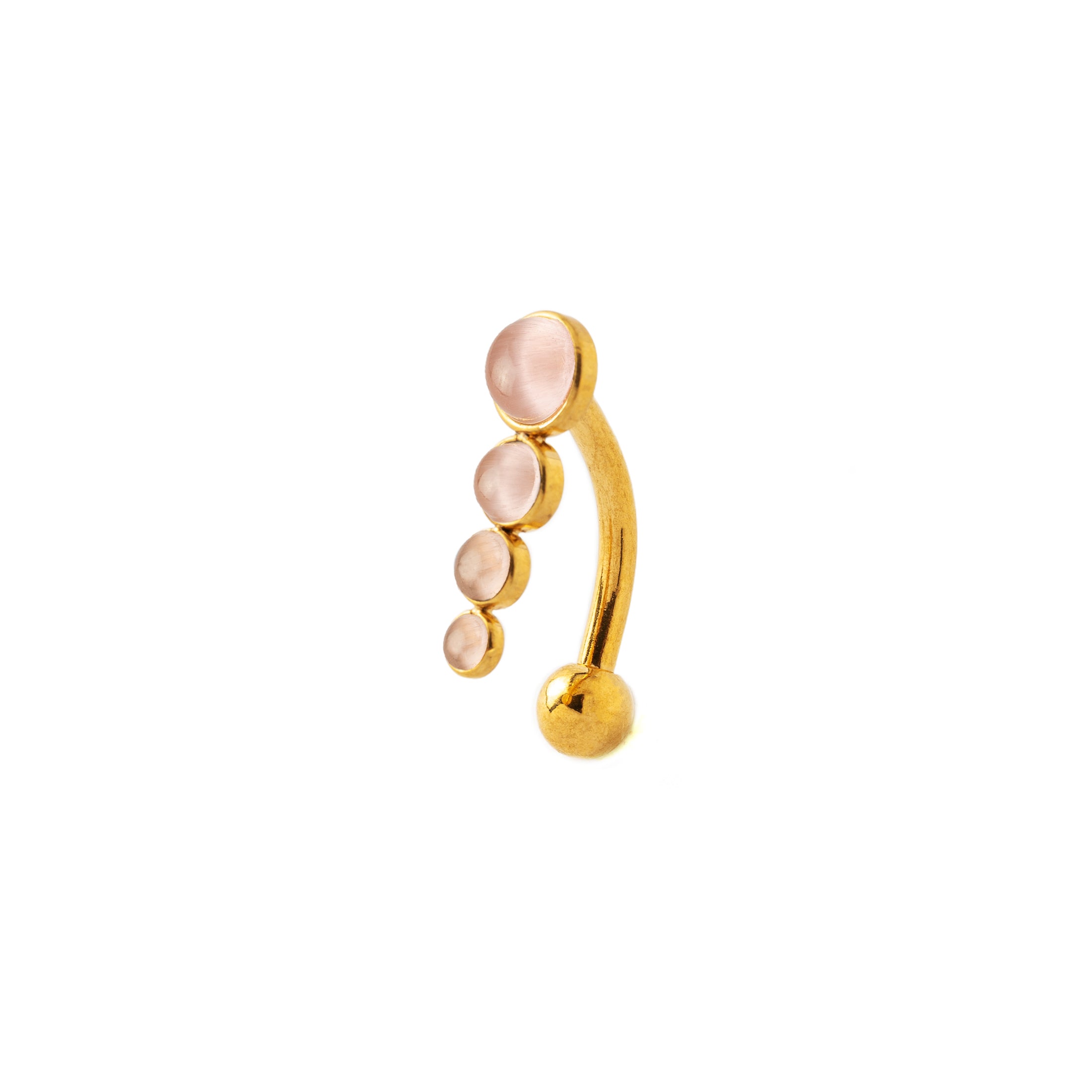 Newton Golden Navel Piercing with Rose Cat Eye left side view