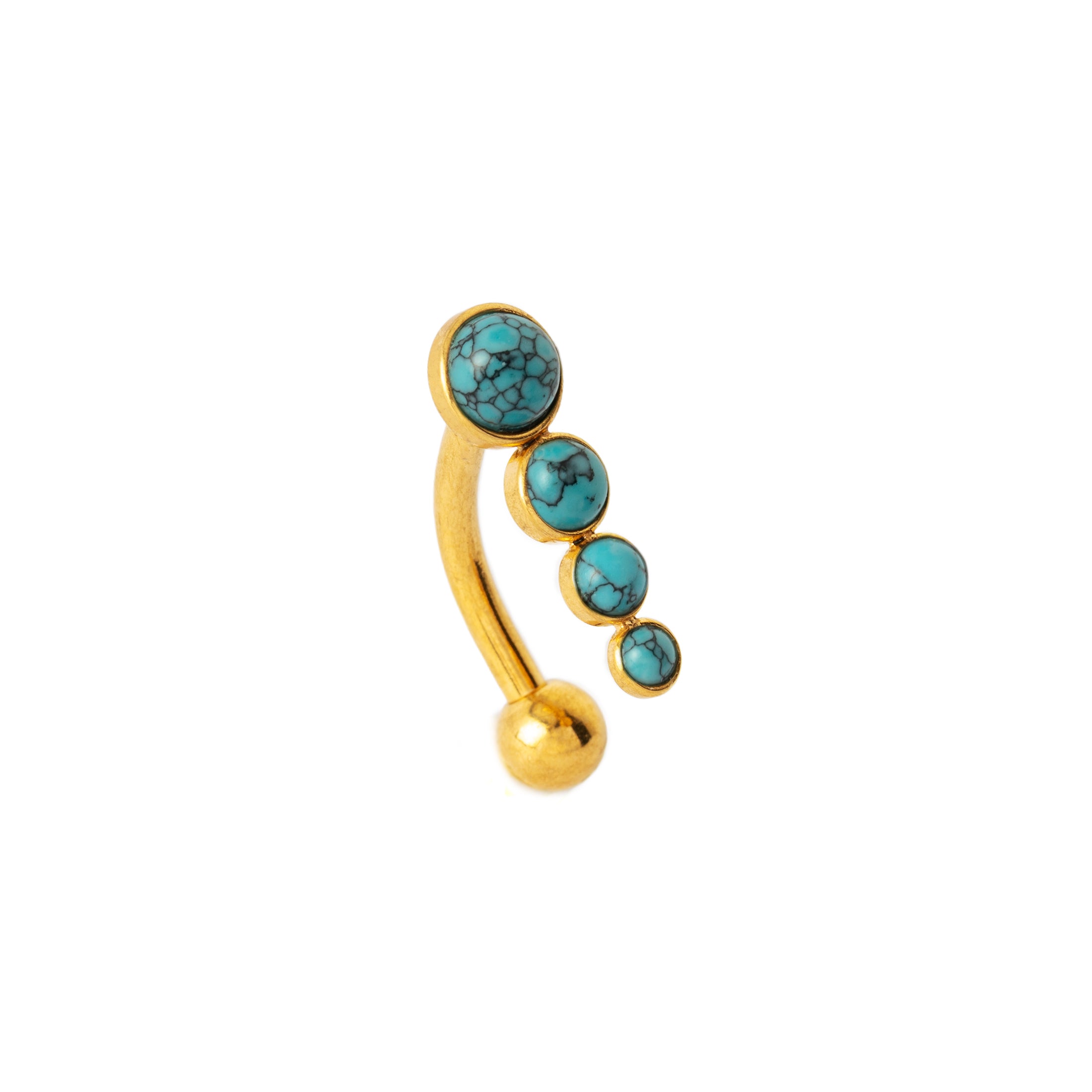 Newton Golden Navel Piercing with Turquoise right side view