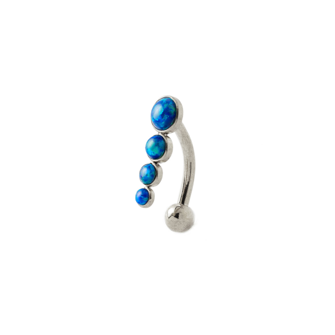 Newton Navel Piercing with Blue Opal right side view