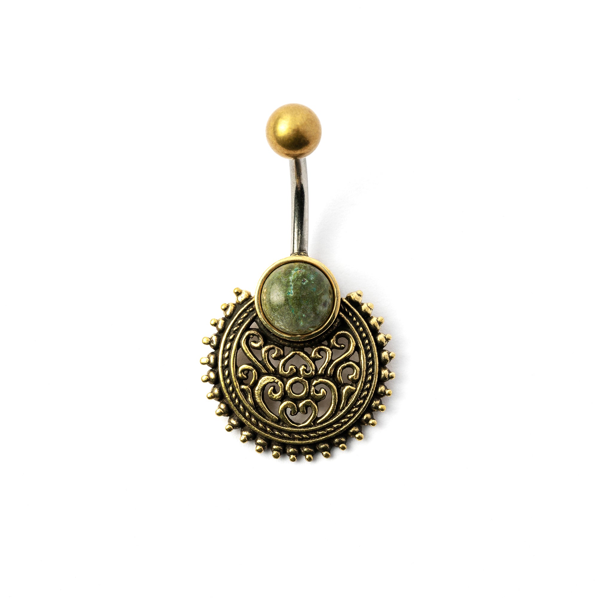 Ocie African Jade Belly Piercing front side view