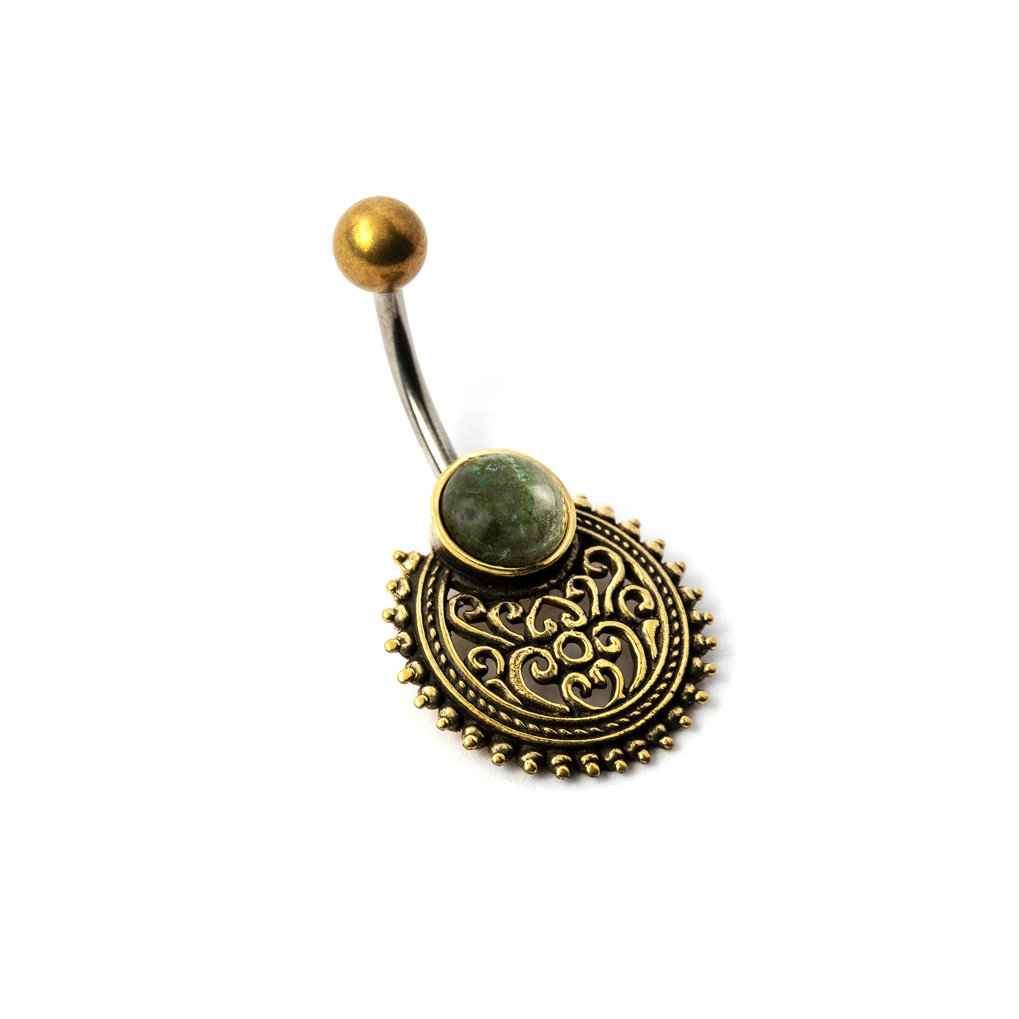 Ocie African Jade Belly Piercing left side view
