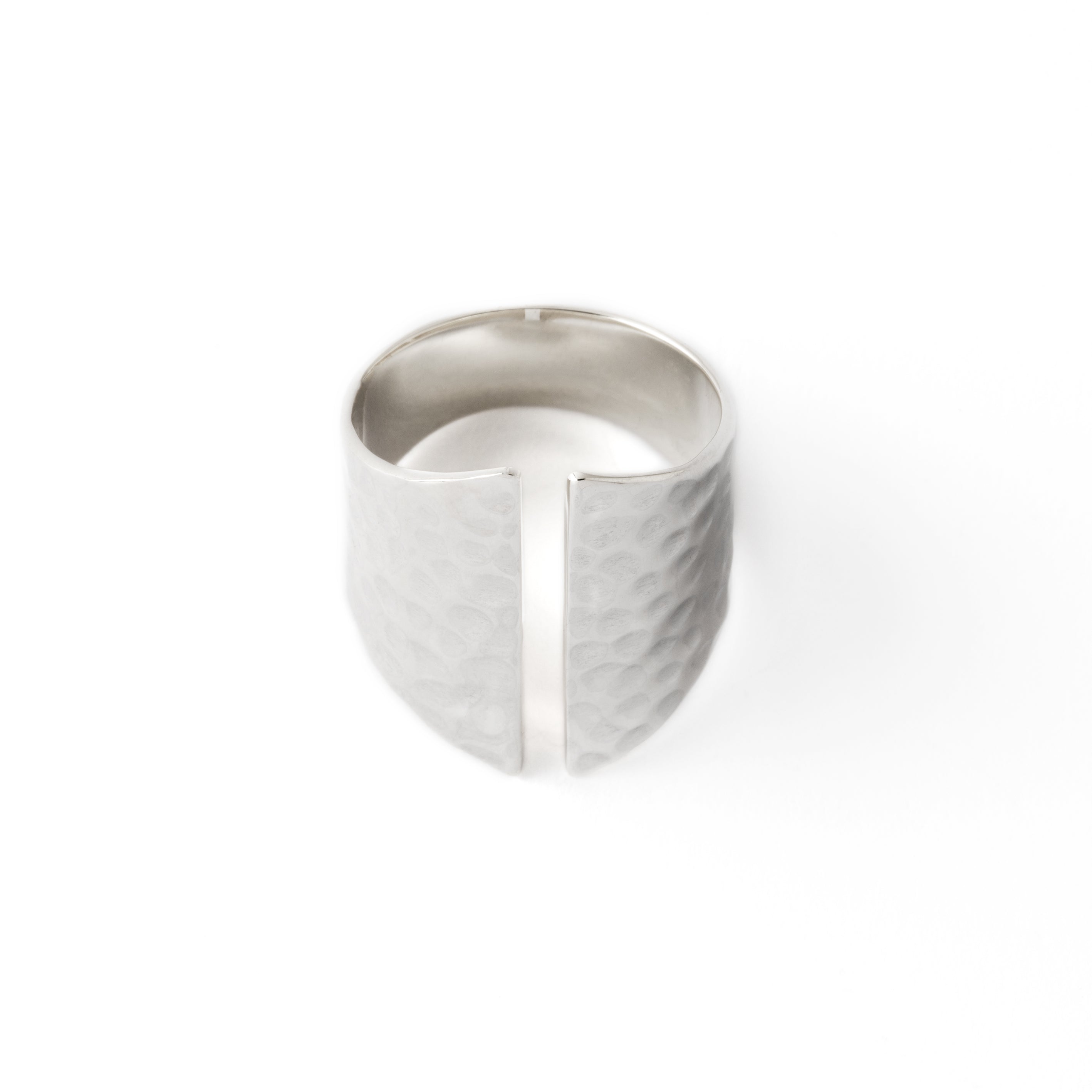 Open Hammered Silver Ring frontal view