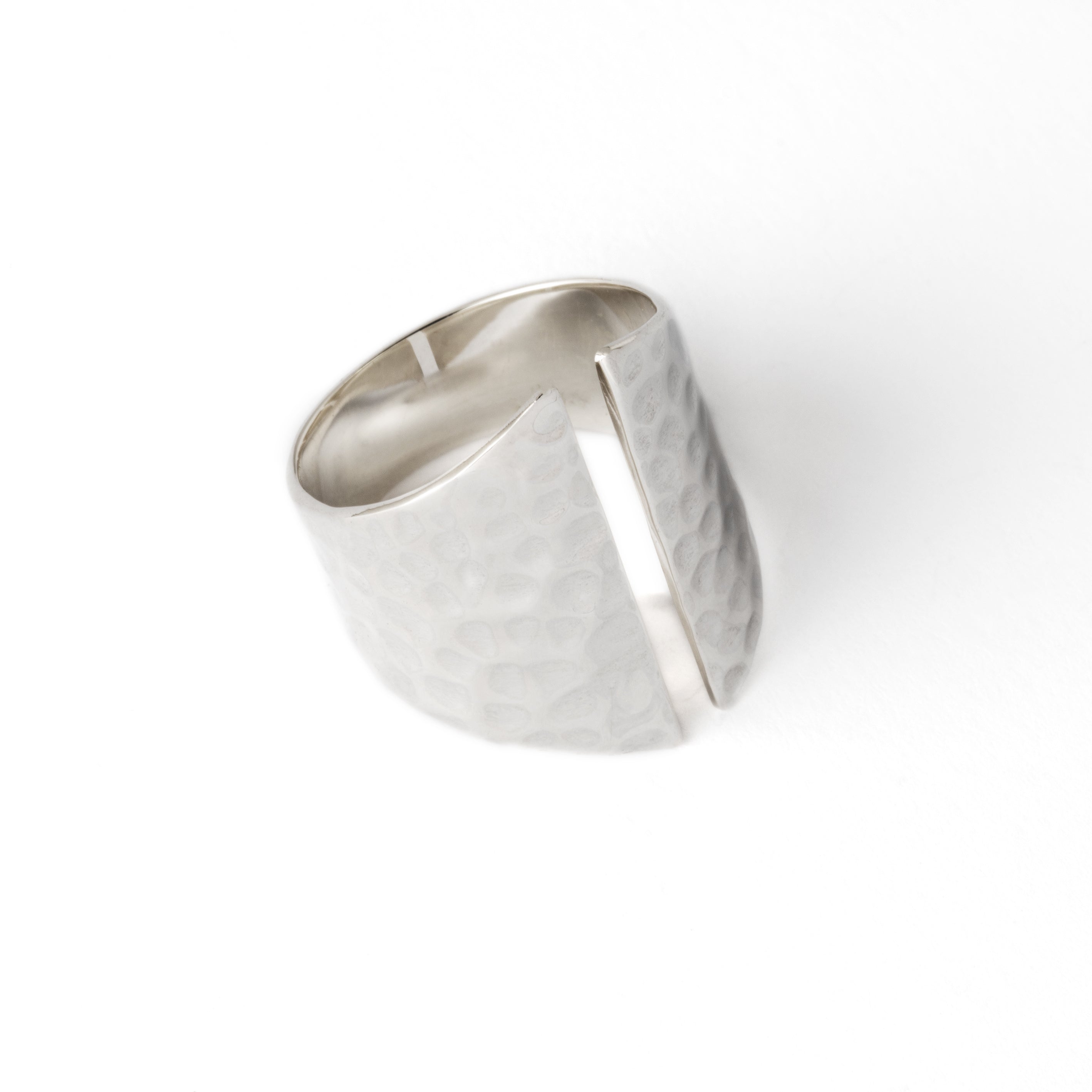 Open Hammered Silver Ring right side view