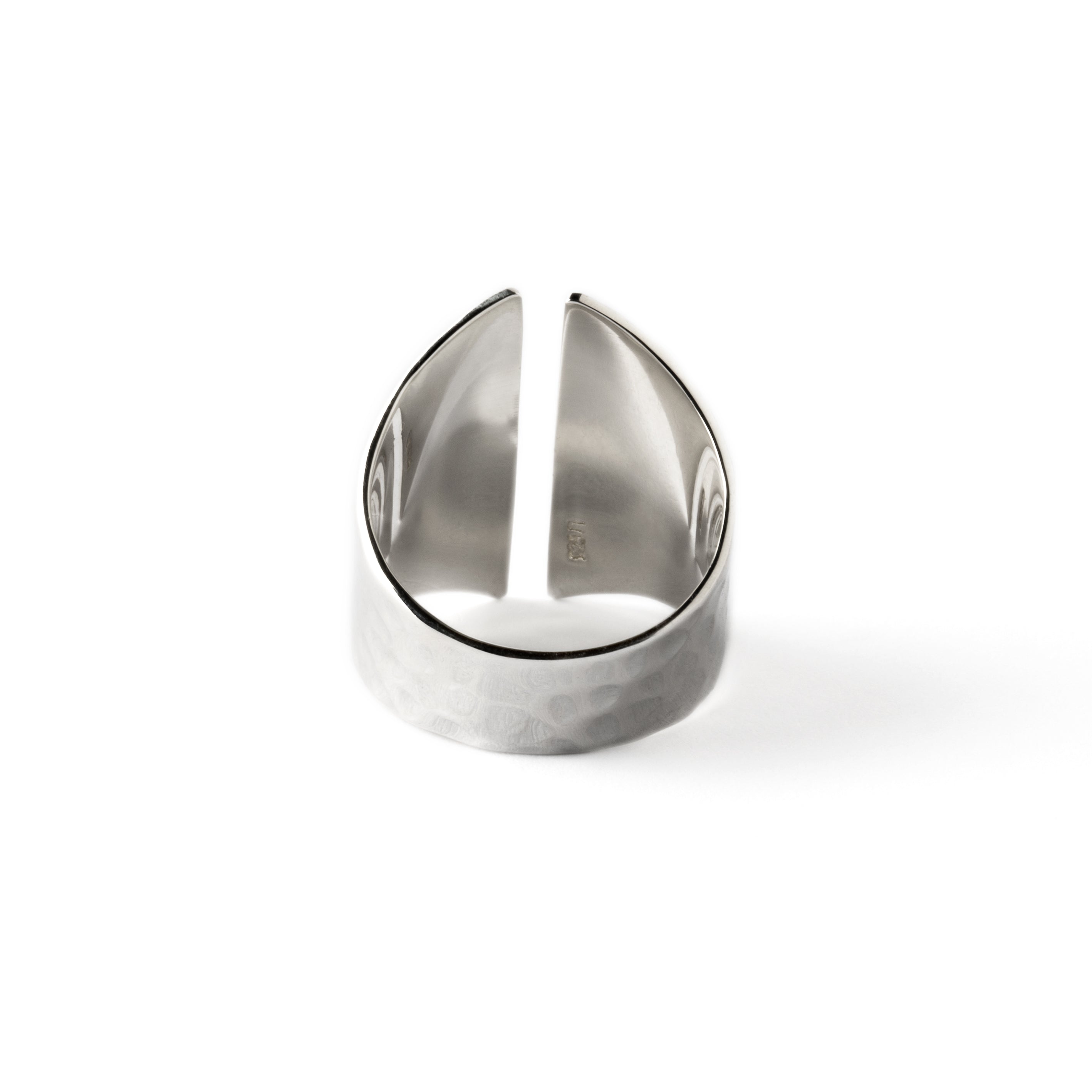 Open Hammered Silver Ring back view