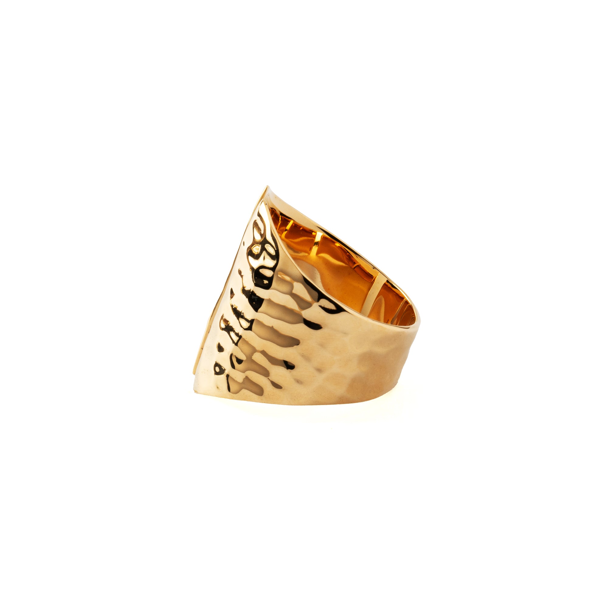 Golden bronze Open Hammered Ring side view