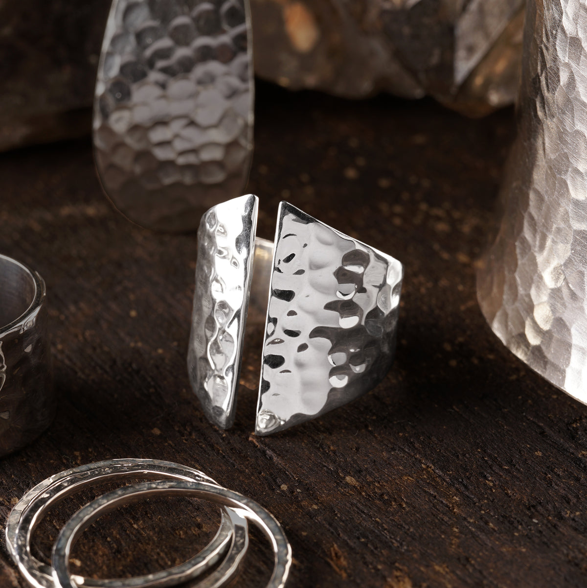 Open Hammered Ring