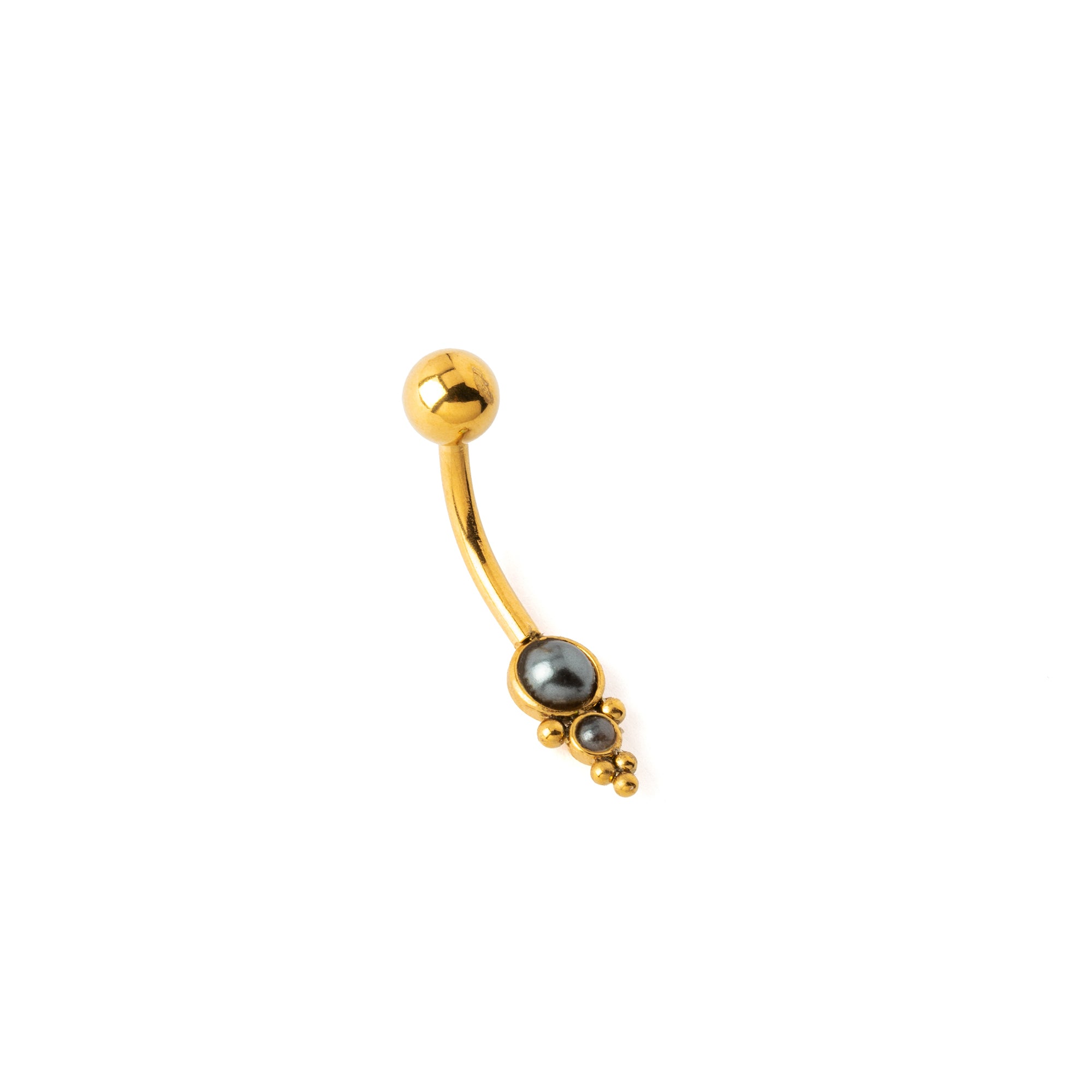 Pearls Hira Golden Belly Piercing left side view