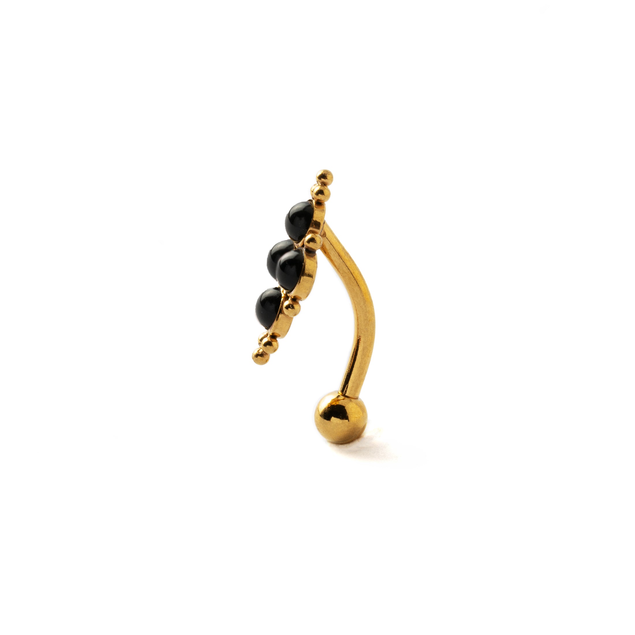 Quatro Onyx Golden Navel Piercing side view