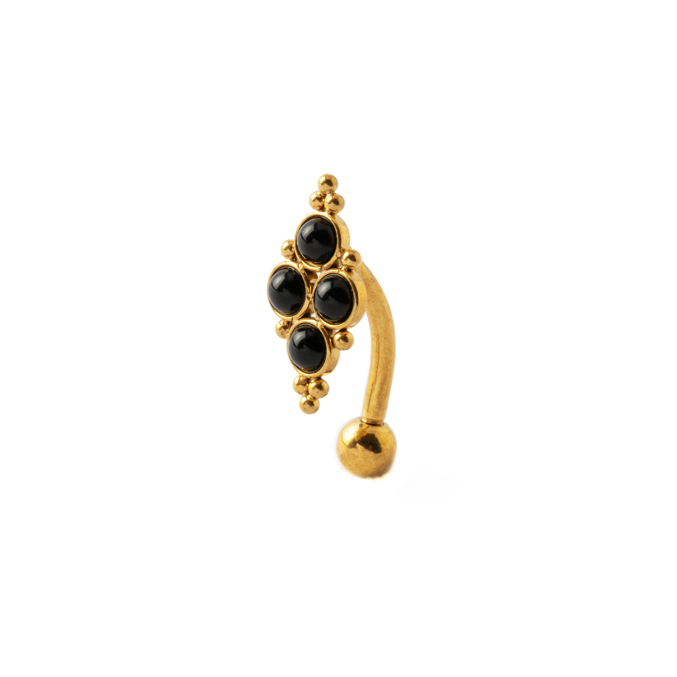 Quatro Onyx Golden Navel Piercing right side view