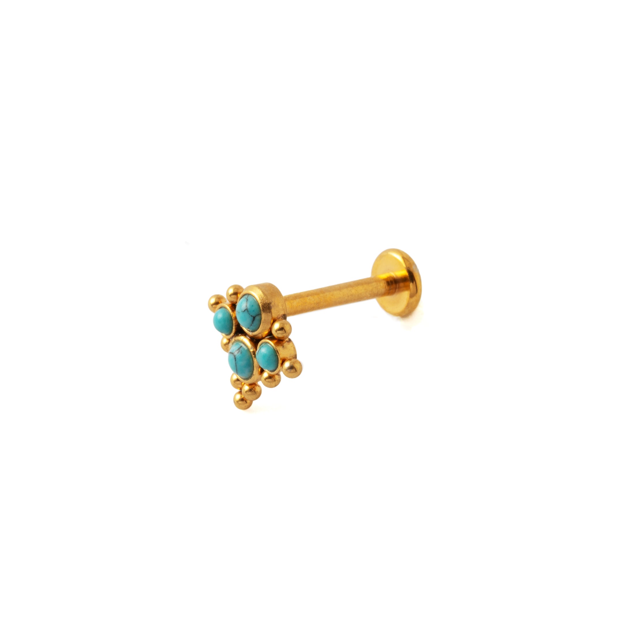 Quatro I Turquoise Golden Labret side view