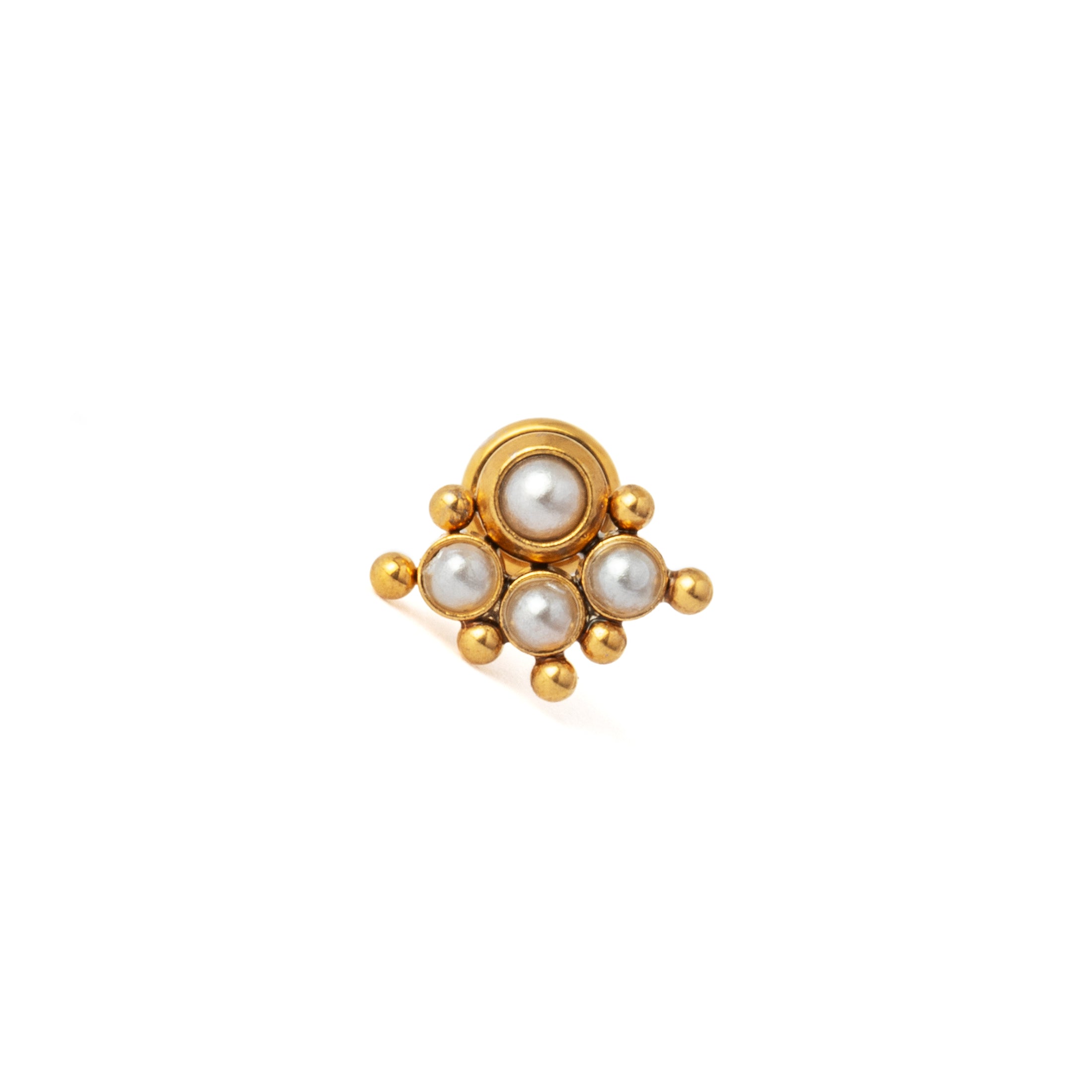 Quatro Pearls Golden Labret frontal view