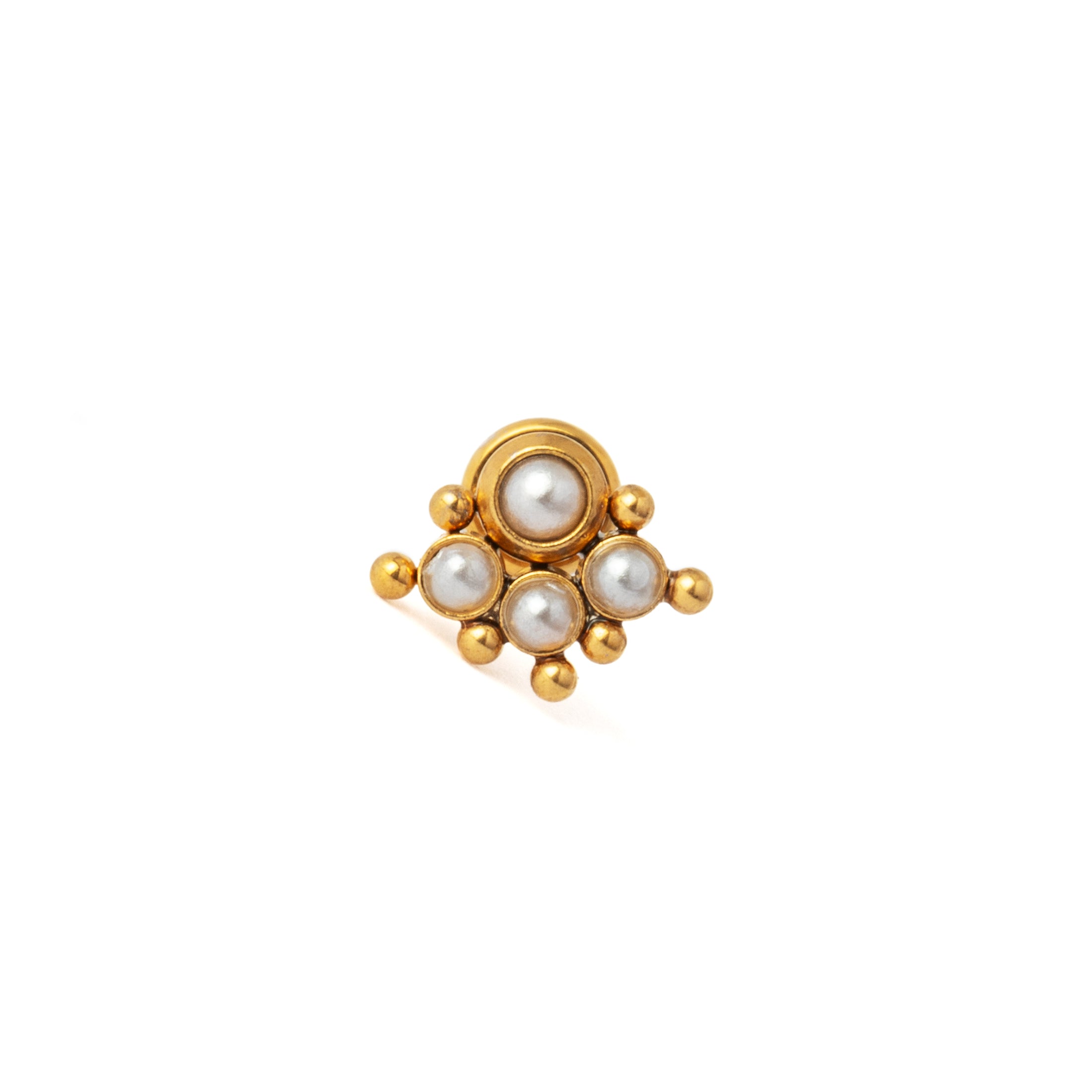 Quatro Pearls Golden Labret frontal view