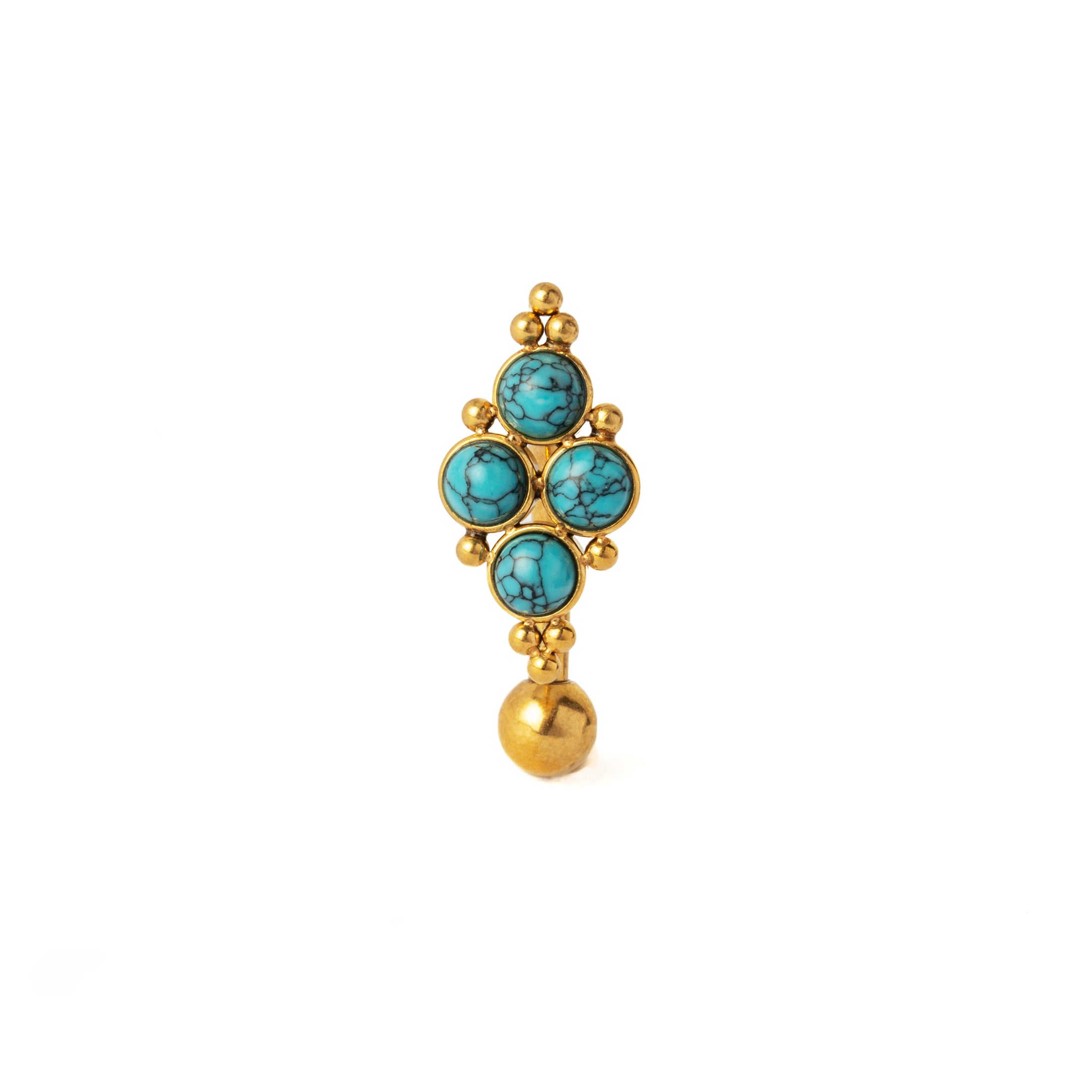 Quatro Turquoise Golden Navel Piercing frontal view