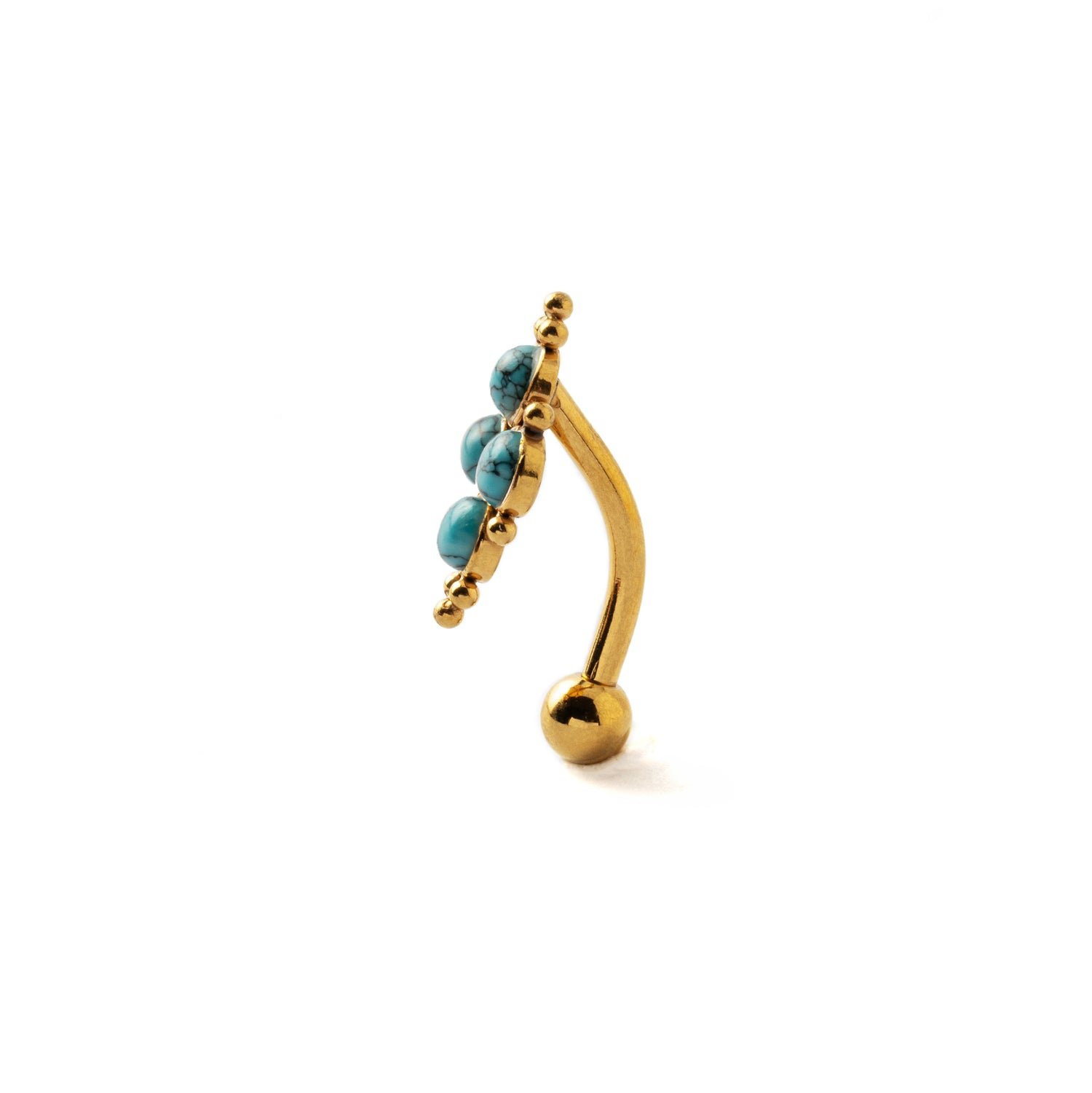 Quatro Turquoise Golden Navel Piercing side view