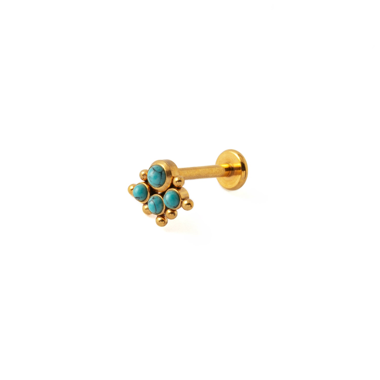 Quatro Turquoise Golden Labret side view