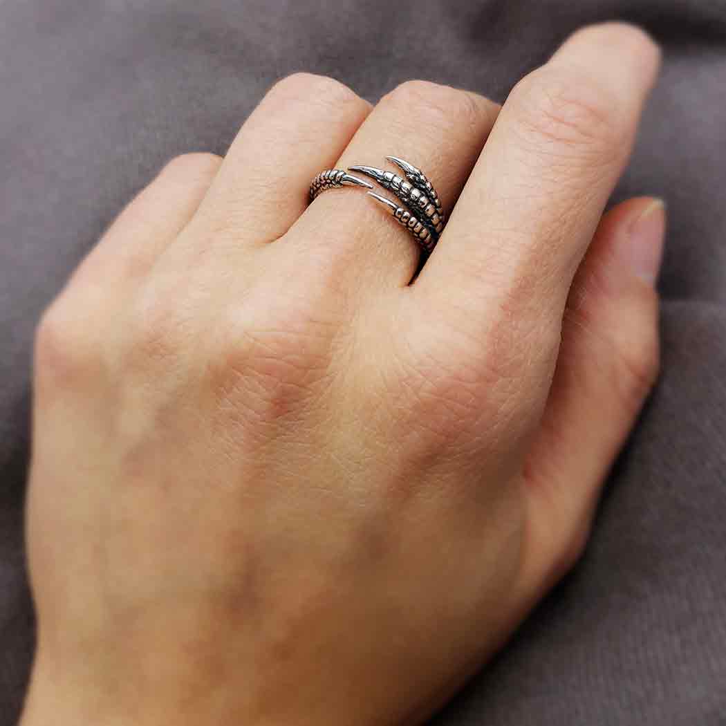 Silver Bird Claw Ring