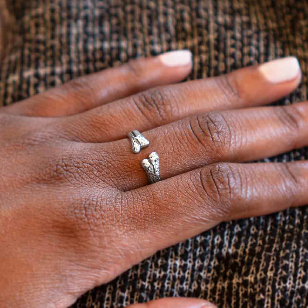model wearing Sterling Silver Bone Ring