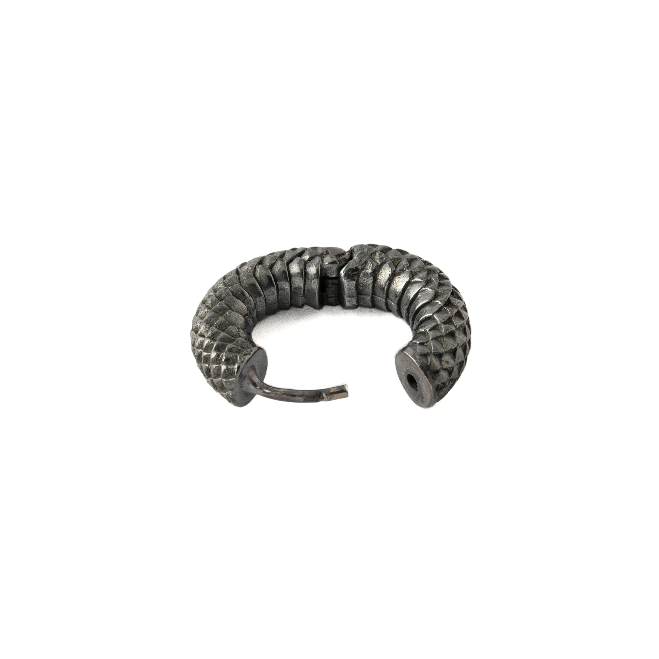 Black Silver Rebirth Clicker Earring closure view