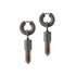 pair of Black Silver Rebirth Clicker Earrings with Smokey Quartz pendant side view
