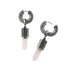 Rebirth Silver snake scale hoop earrings with Rose Quartz pendant open mode view