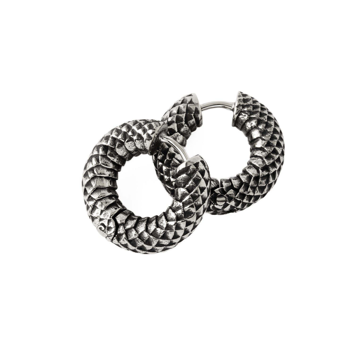 Rebirth Silver snake scale hoop earrings