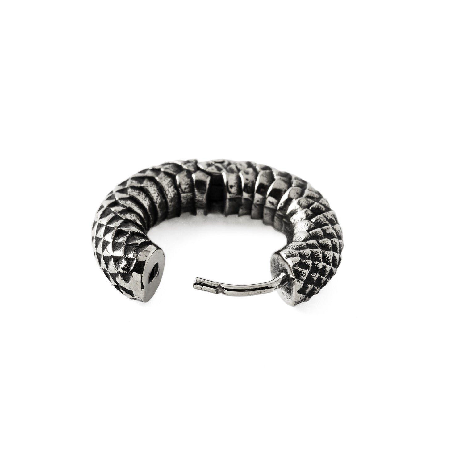 Rebirth Silver snake scale hoop earrings open mode view