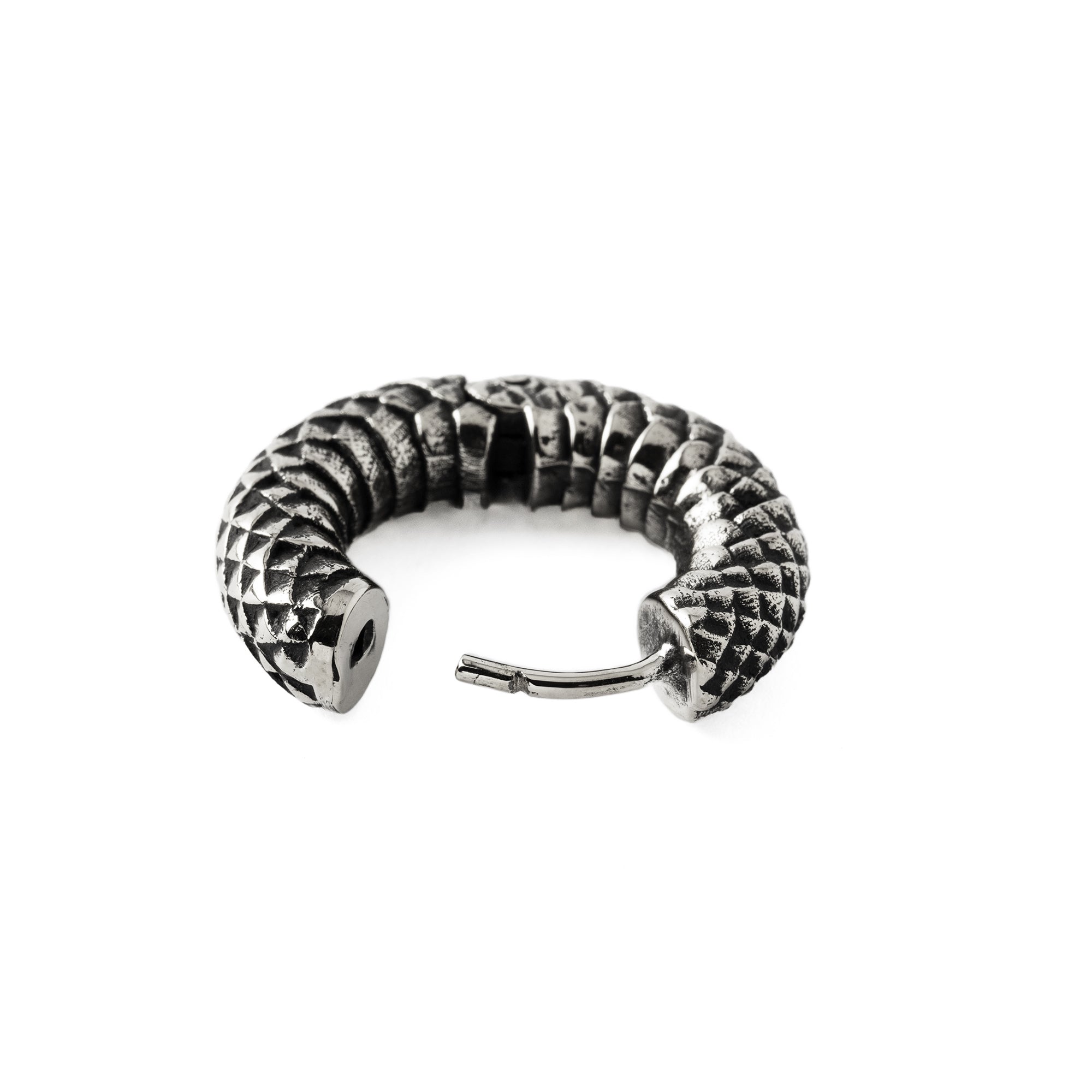 Rebirth Silver snake scale hoop earrings open mode view