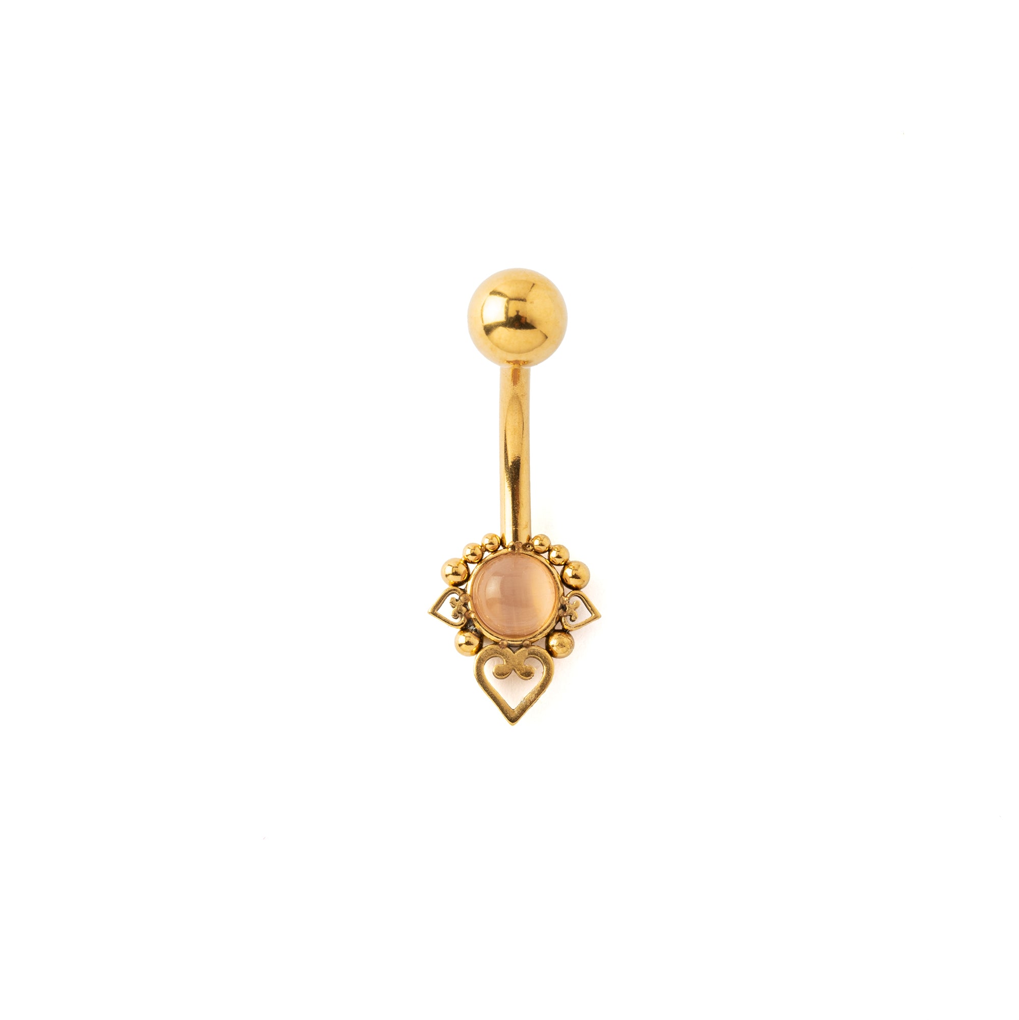 Rose Cat Eye Crown Lotus Belly Piercing frontal view