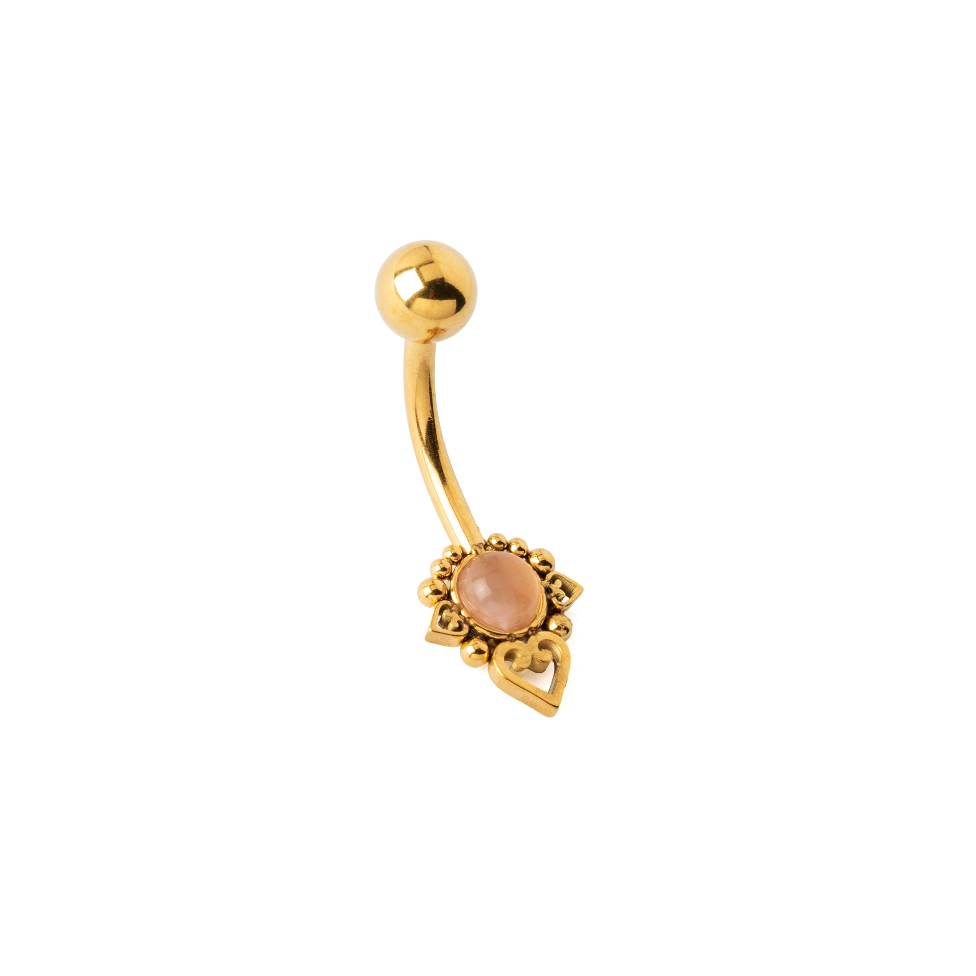 Rose Cat Eye Crown Lotus Belly Piercing left side view