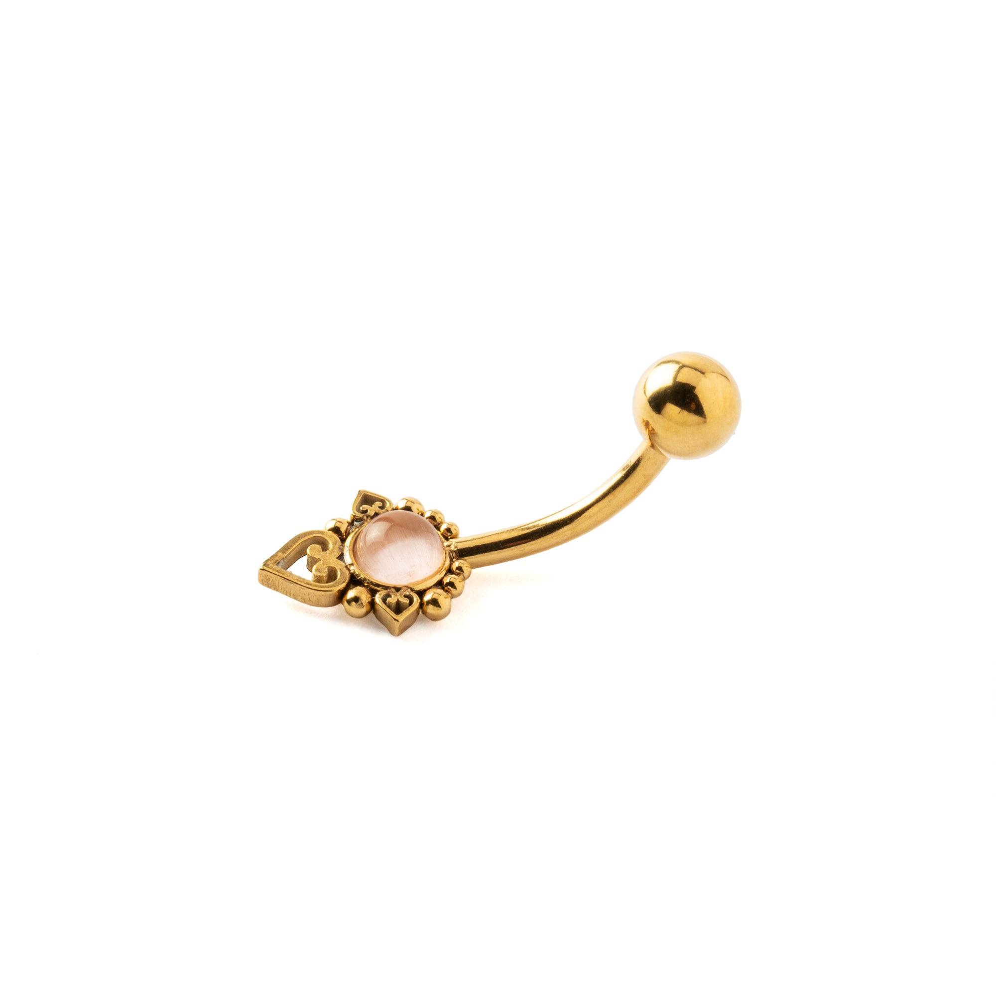 Rose Cat Eye Crown Lotus Belly Piercing side view