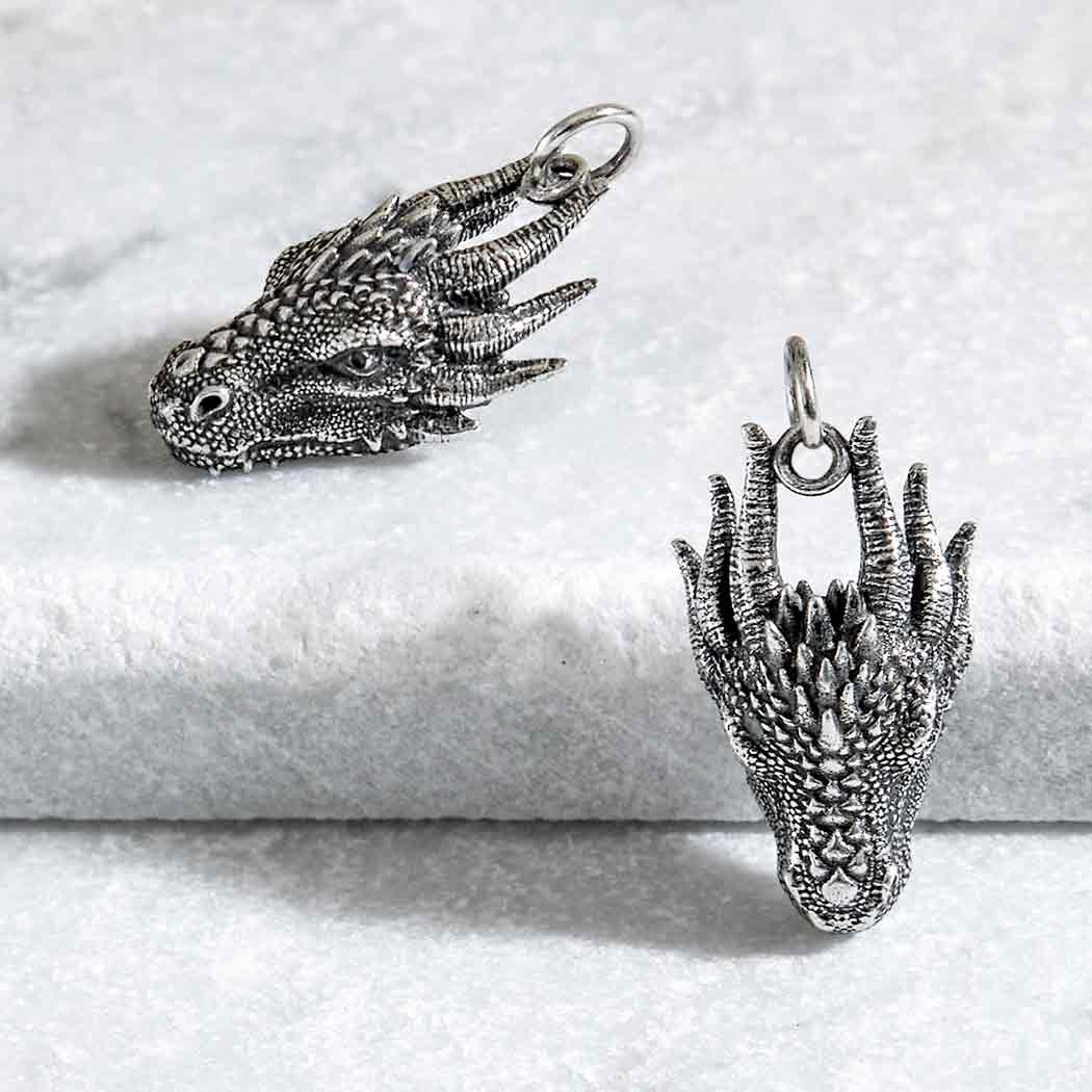 Dragon Head Silver Charm
