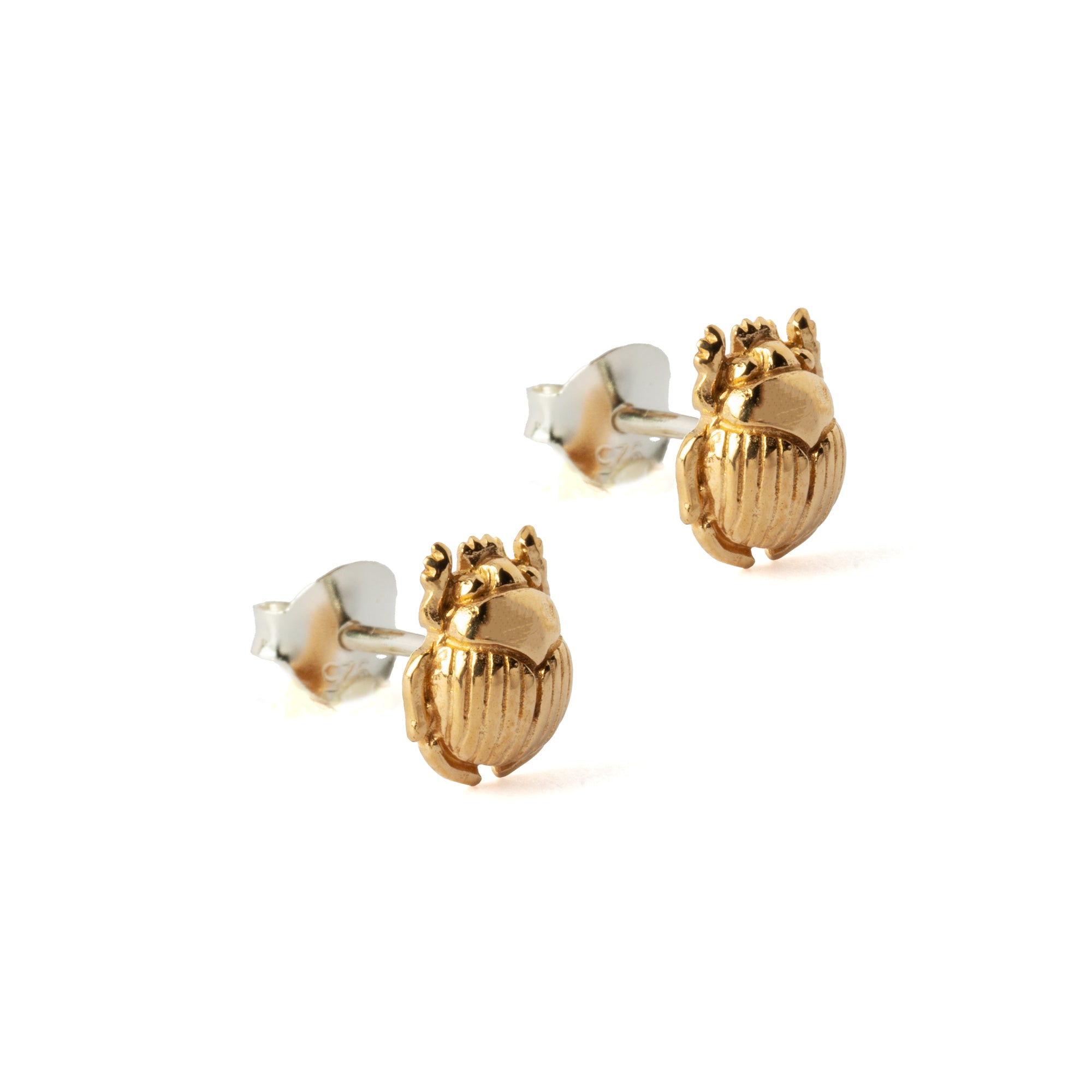 Bronze Scarab Stud Earrings right side view